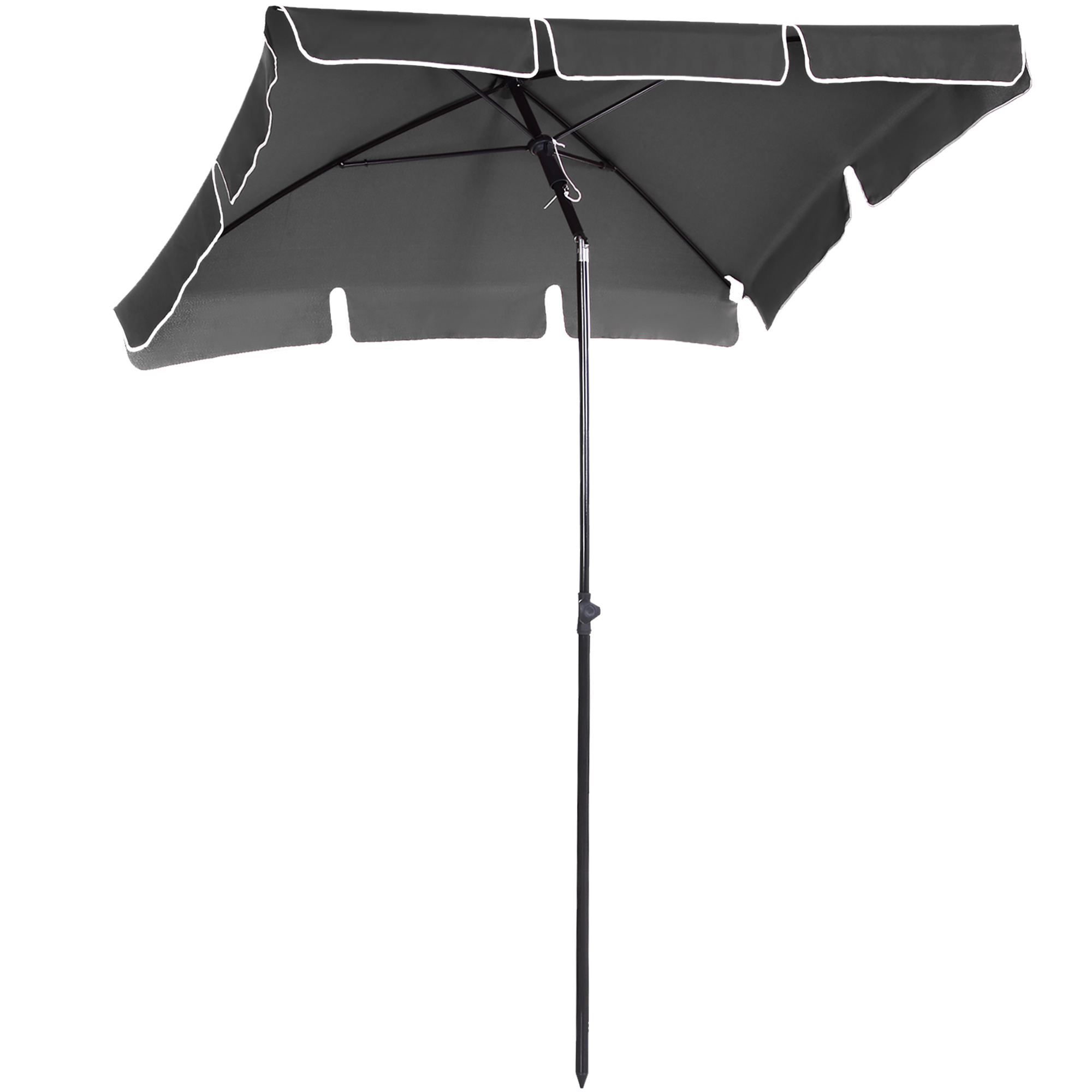 Image of Outsunny Ombrellone da Giardino Rettangolare con Inclinazione Regolabile e Palo in Alluminio, 198x130x240cm, Grigio e Nero Aosom006
