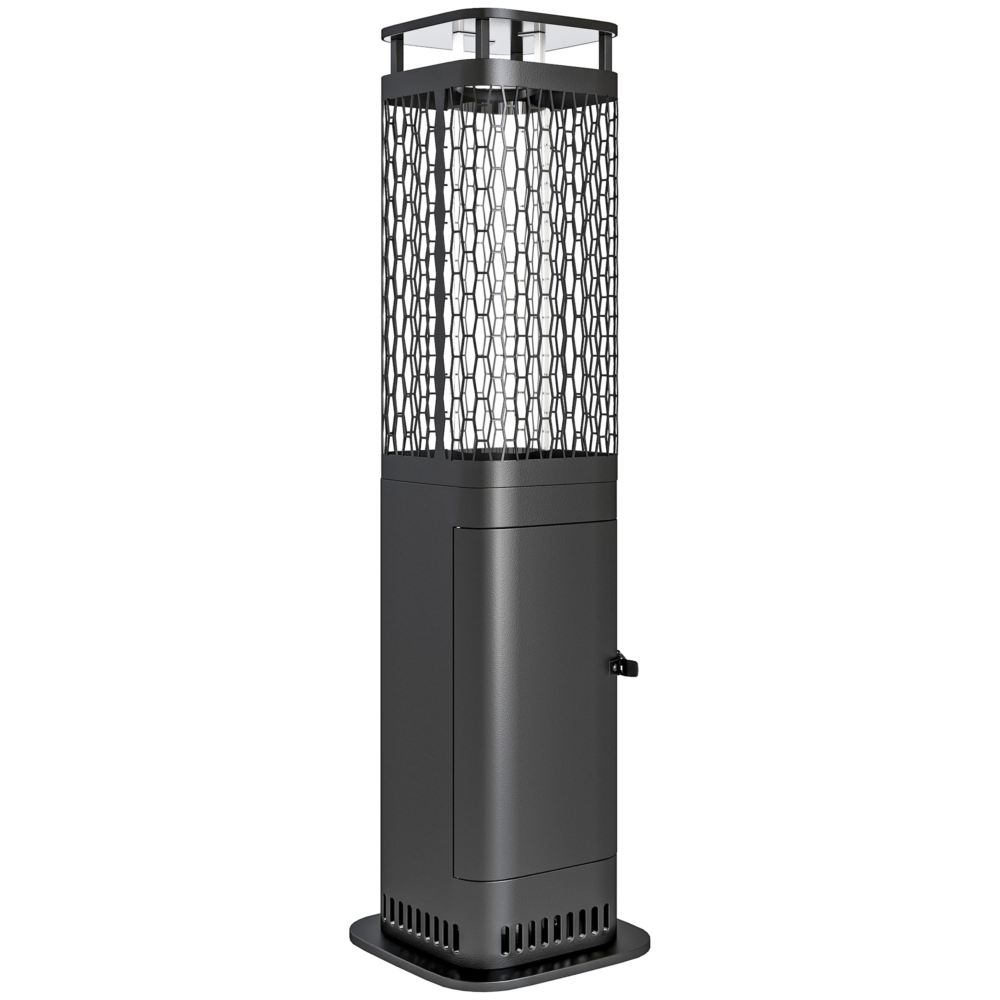 Outsunny Estufa de Pellets 6.86 KW sin Electricidad con Tubo de Vidrio Base Antideslizante y Rejilla Metálica sin Humo Negro