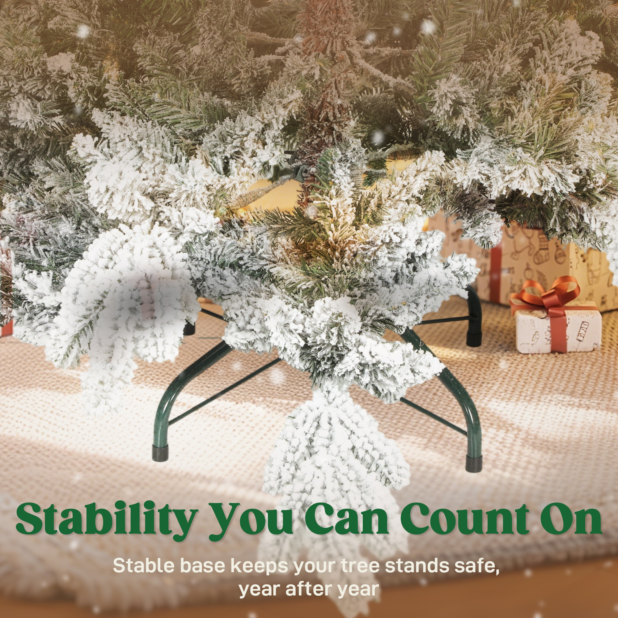 HOMCOM 7ft Super Flocked Christmas Tree Green/White 8