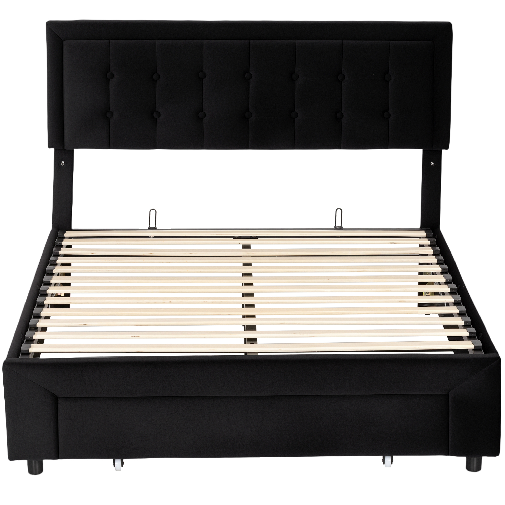 HOMCOM Double Ottoman Bed Frame, with Front Drawer Black