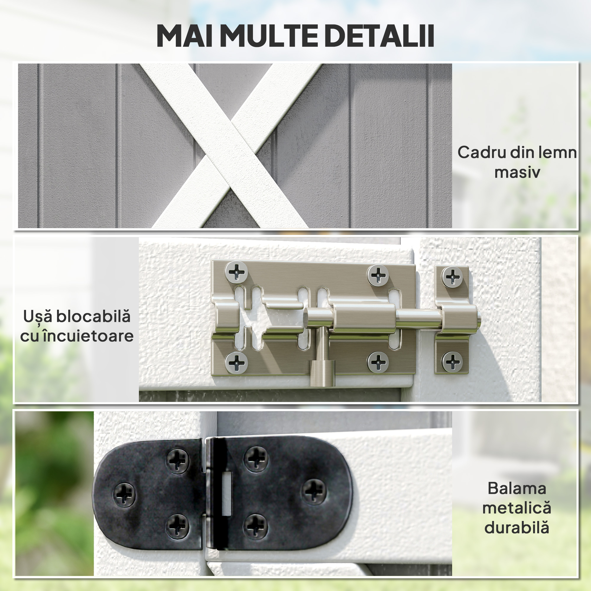  Casuta Lemn 75×56×115 cm - Depozitare Unelte cu Acoperis Impermeabil [5]
