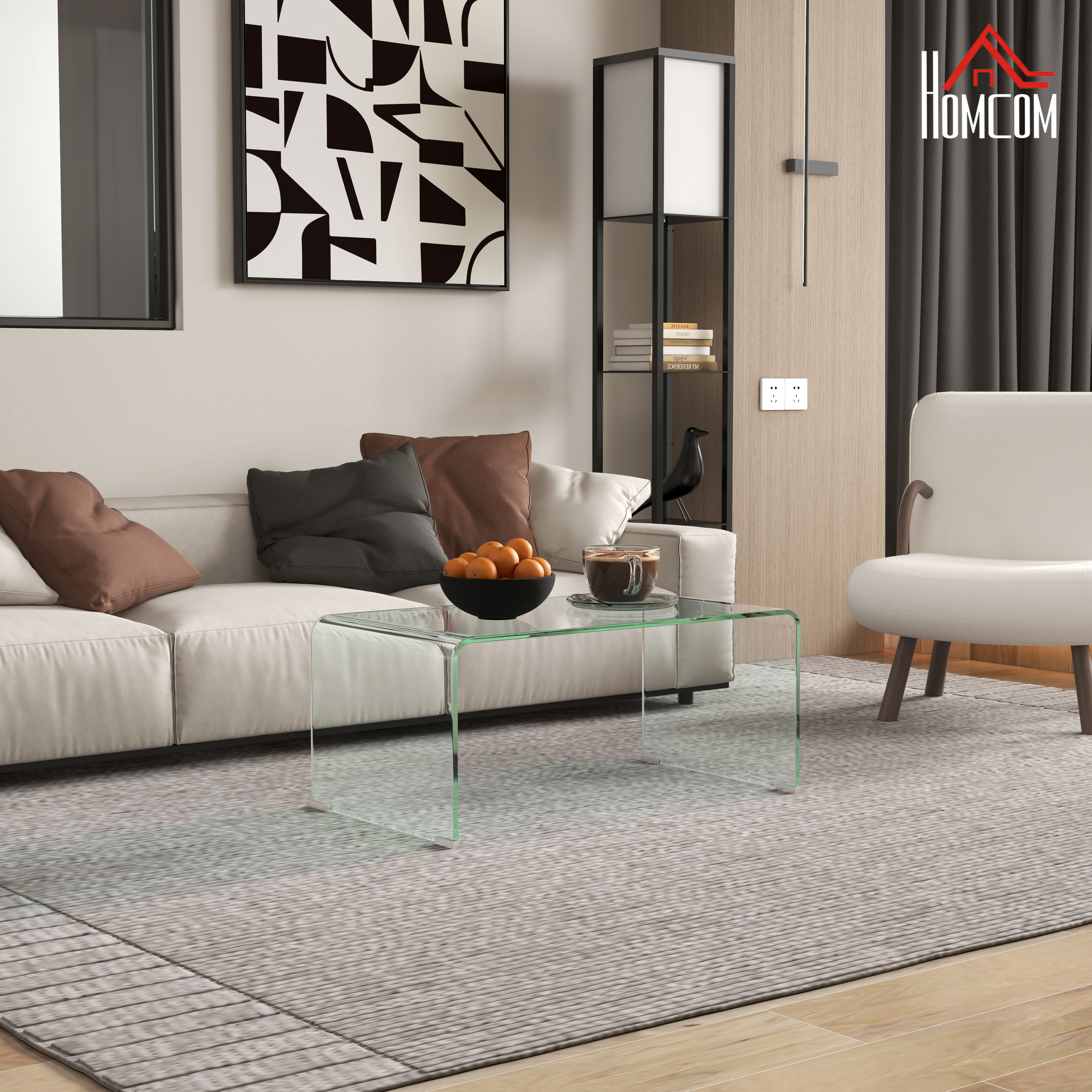 HOMCOM Couchtisch, Beistelltisch aus gehärtetem Glas Wohnzimmertisch, Moder günstig online kaufen