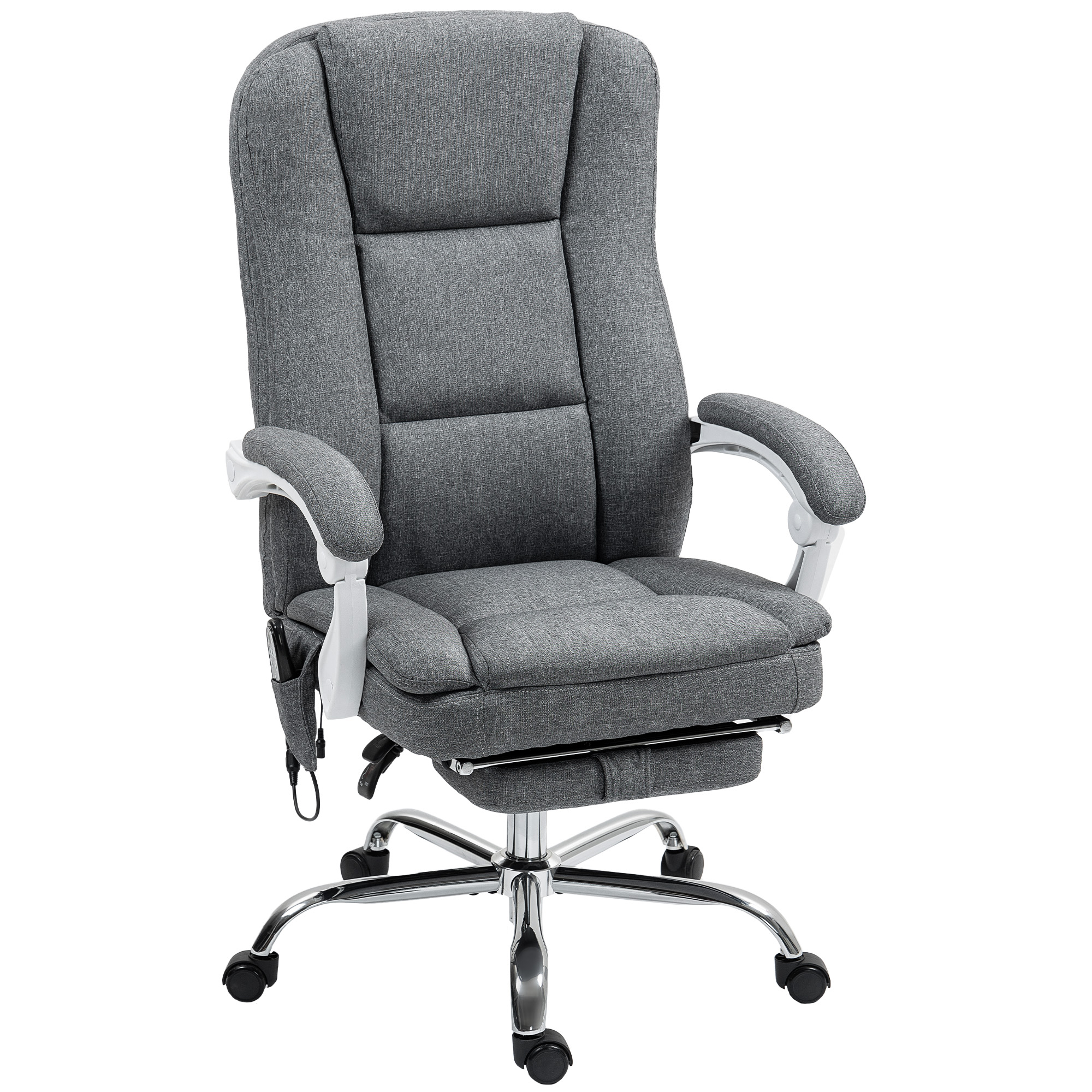 HOMCOM Sillón de oficina masajeador y calefactable silla de oficina con altura regulable respaldo reclinable 66x60x113-121cm gris