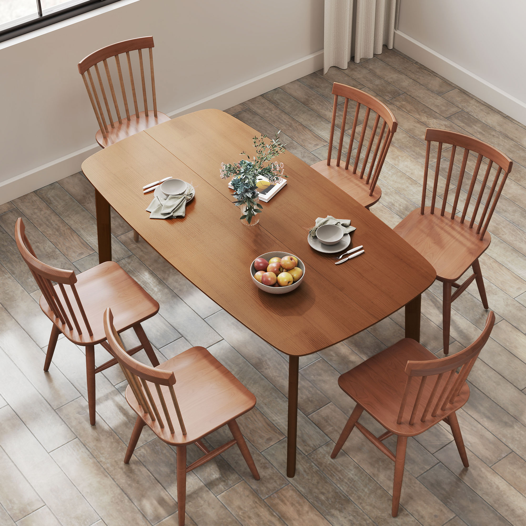 HOMCOM Pine Wood Rectangular Dining Table Light Brown 8
