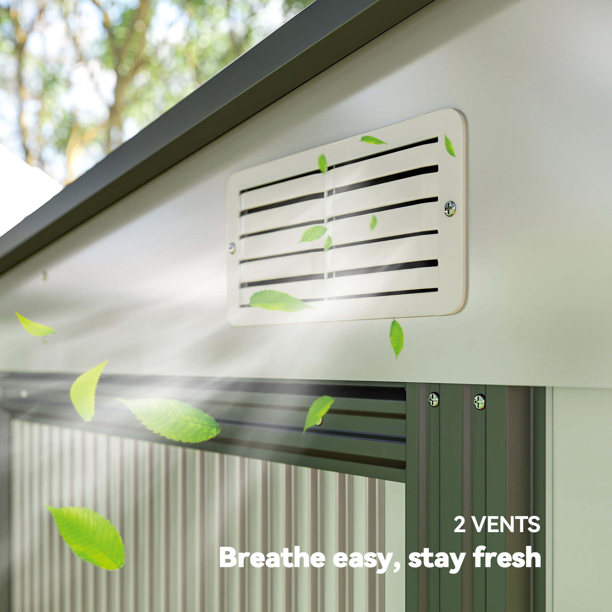 Outsunny 7 x 5ft Galvanised Metal Shed, with Sliding Door White 9