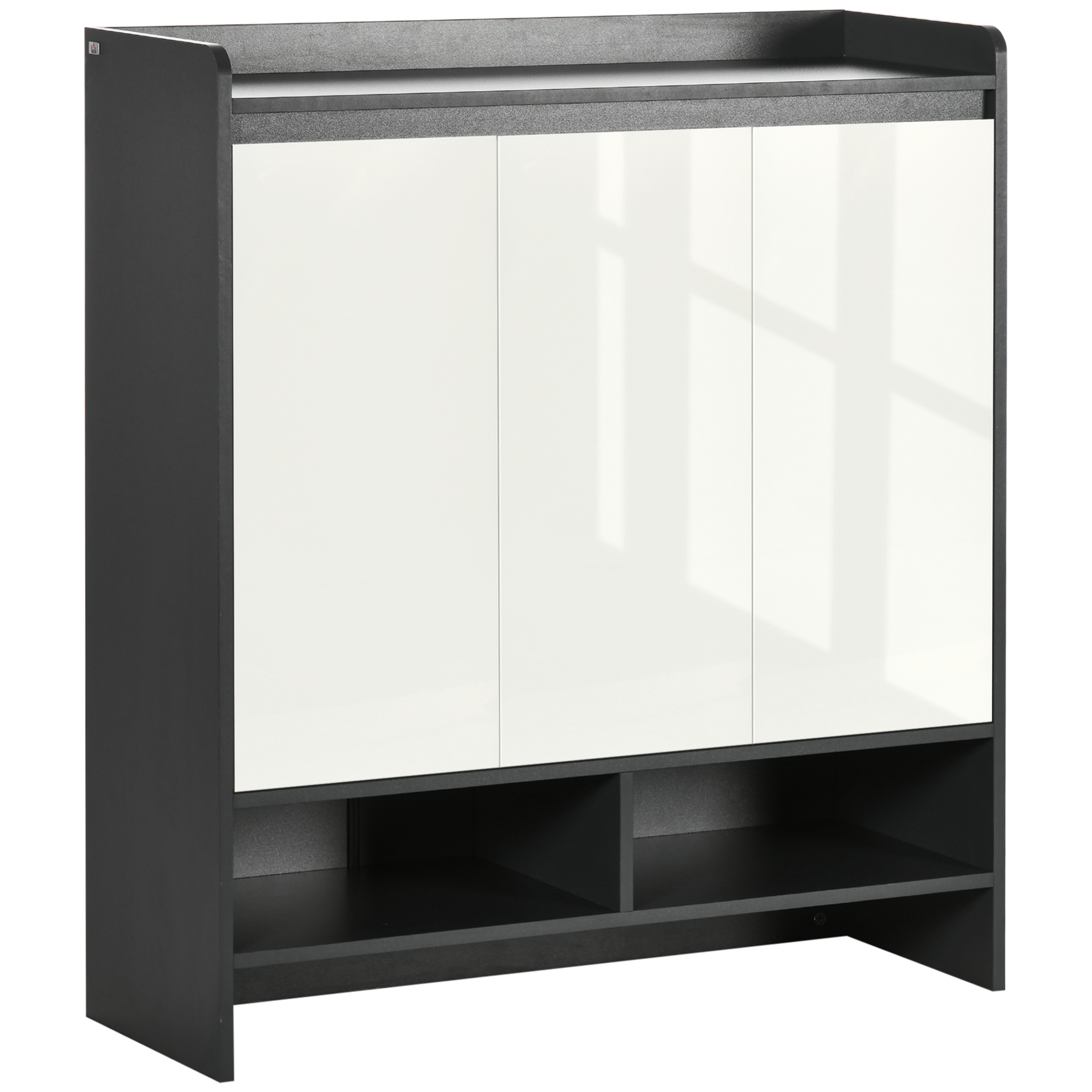 Dulap de incaltaminte pentru intrare din PAL pentru 24 Perechi cu Rafturi Reglabile pe 3 Niveluri, 90x32x100 cm, Gri si Alb HOMCOM | Aosom Romania