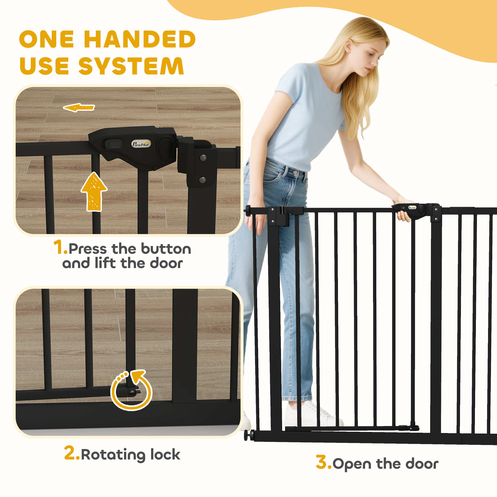 PawHut Adjustable Safety Gate w/ One Extensions, Four Adjustable Screws, Black 6