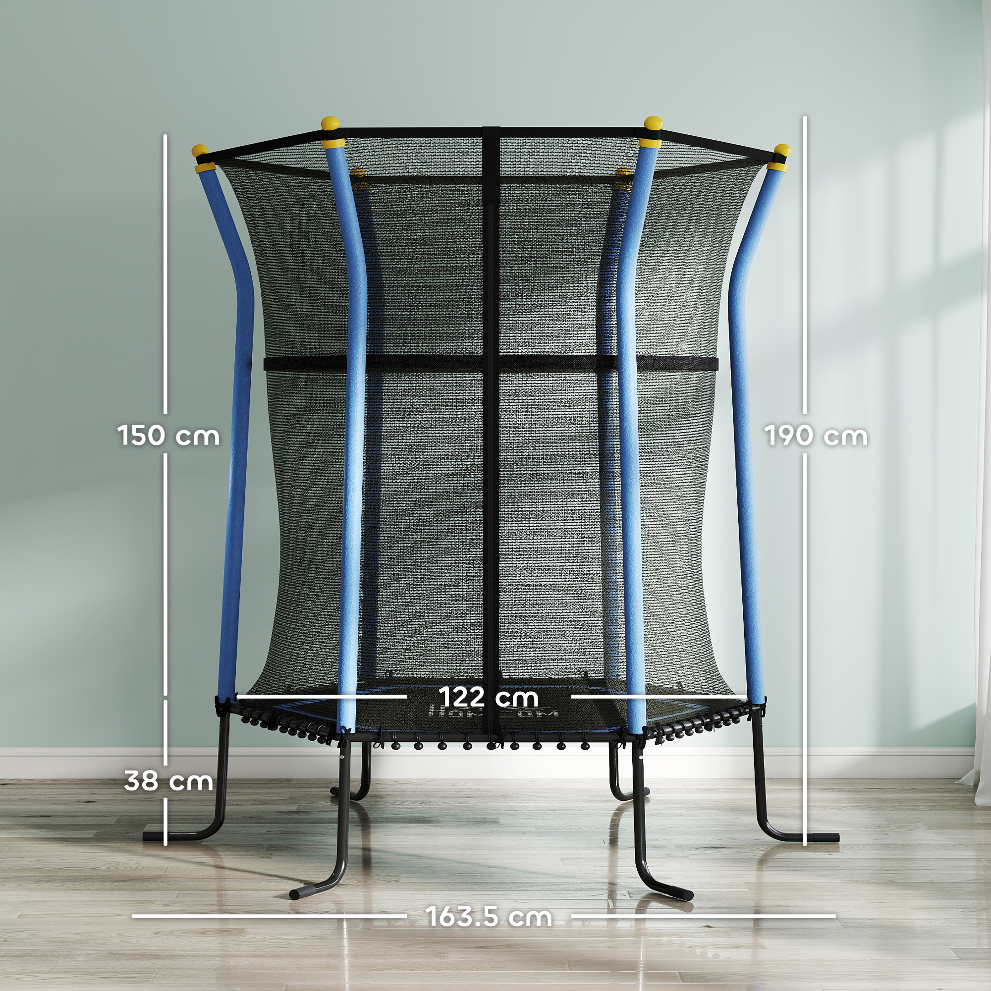 HOMCOM Kids Trampoline Mini Bouncer with Enclosure Safety Net For Ages 3-10 Years Blue 3