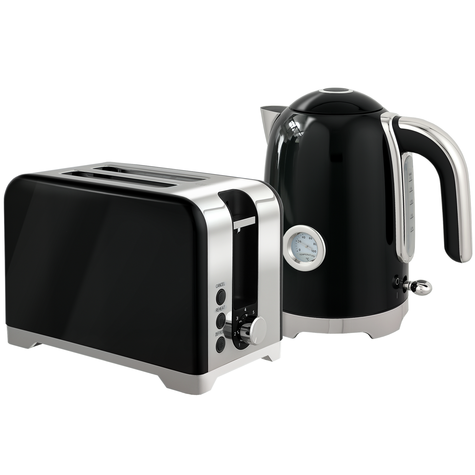 HOMCOM Retro Toaster and Kettle Set Black
