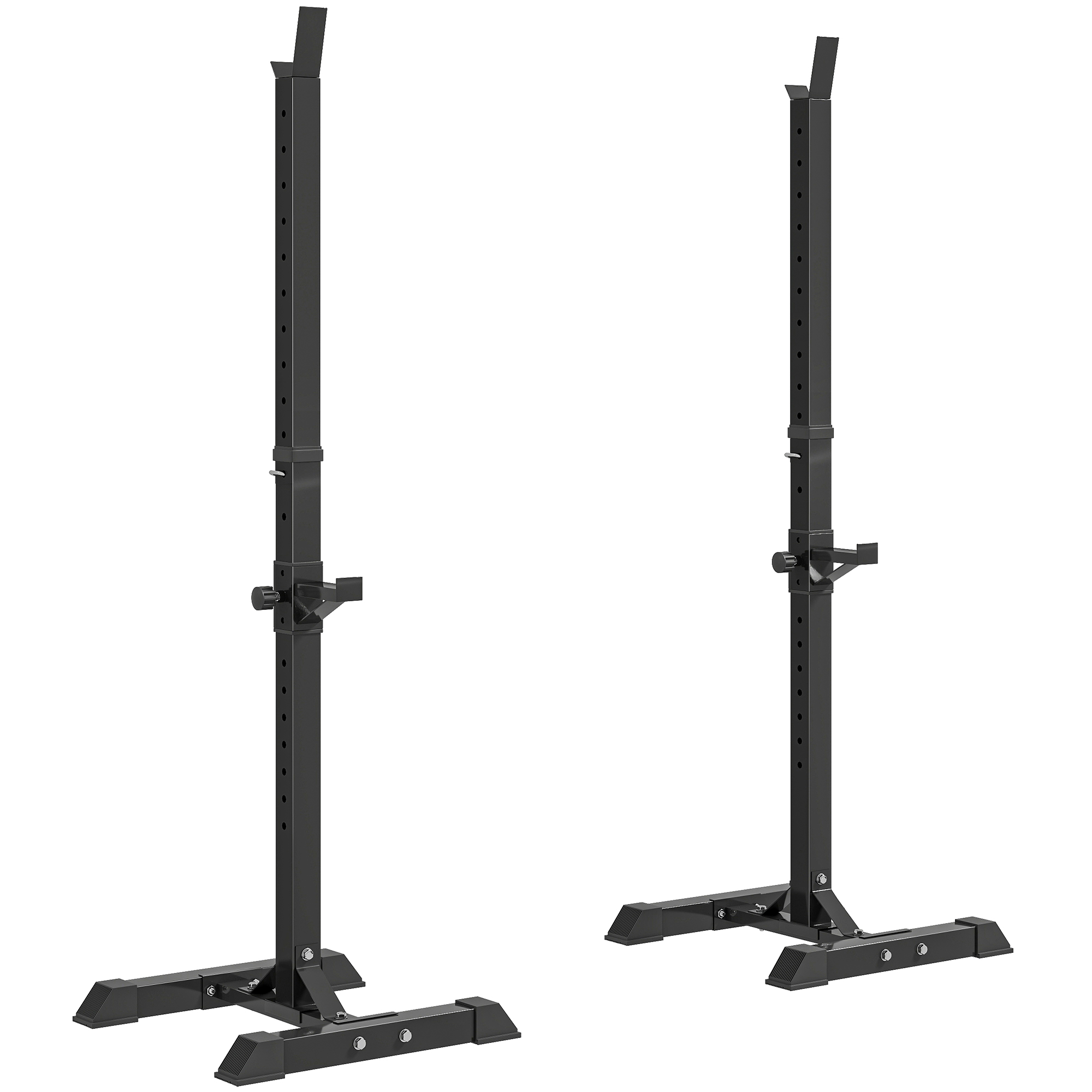 Image of Supporto per Bilanciere Set di 2 Rack in Acciaio, Altezza Regolabile su 12 Livelli, 50x49x124-154cm, Nero Homcom Aosom006