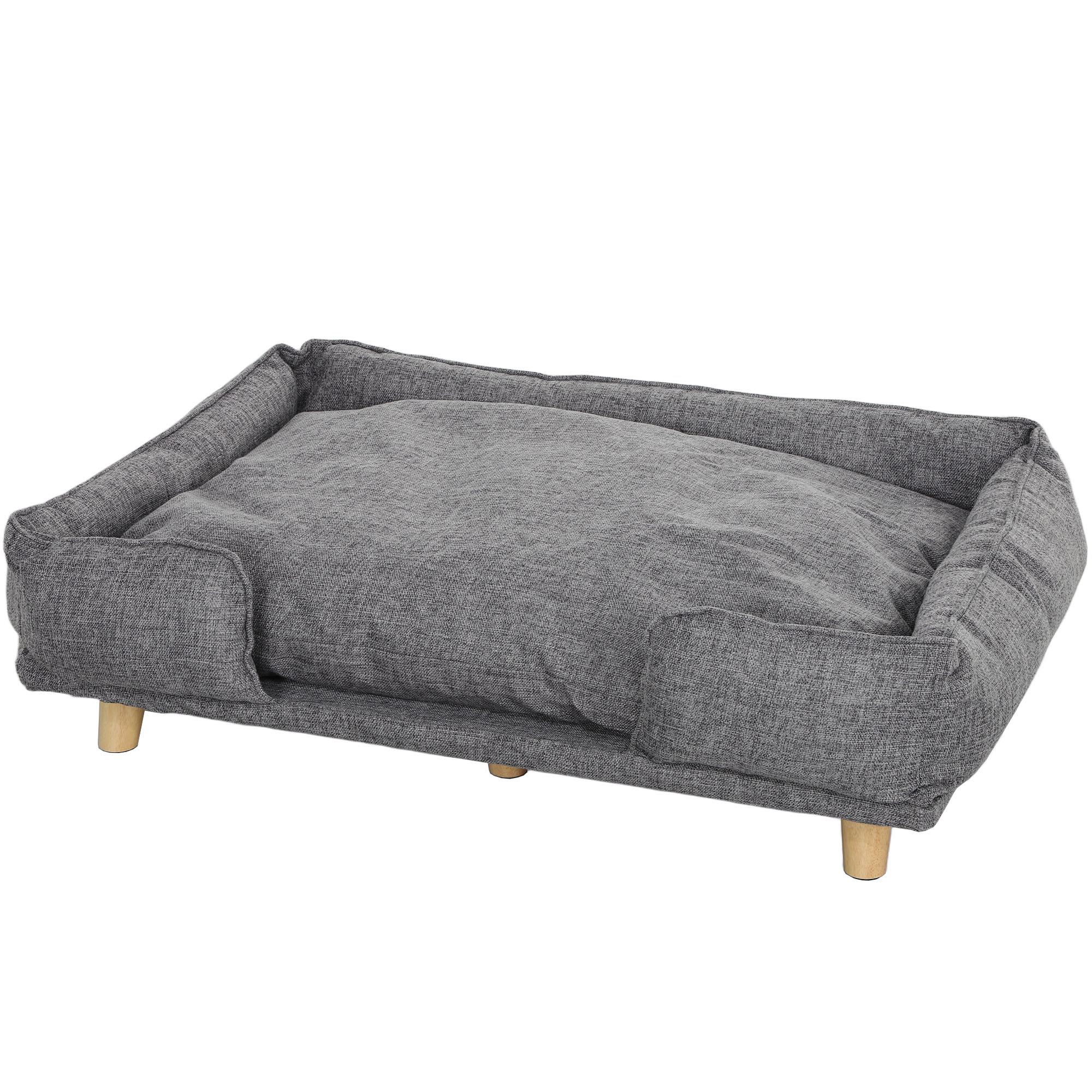Comparer les prix de PawHut Canapé pour chien, sofa pour animal, lit pour animal, rembourrage amovible et lavable, Naturel+ Gris foncé