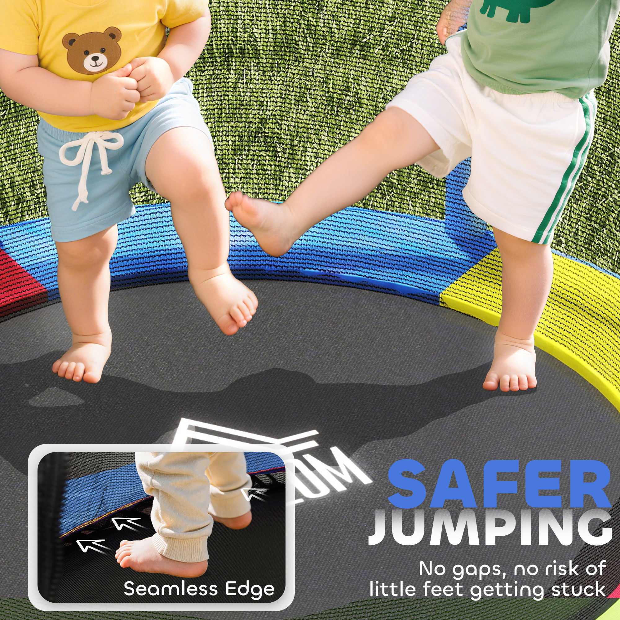 HOMCOM Kids Trampoline, with Enclosure Net, Steel Frame, for Ages 3-6 Years MultiColoured 5