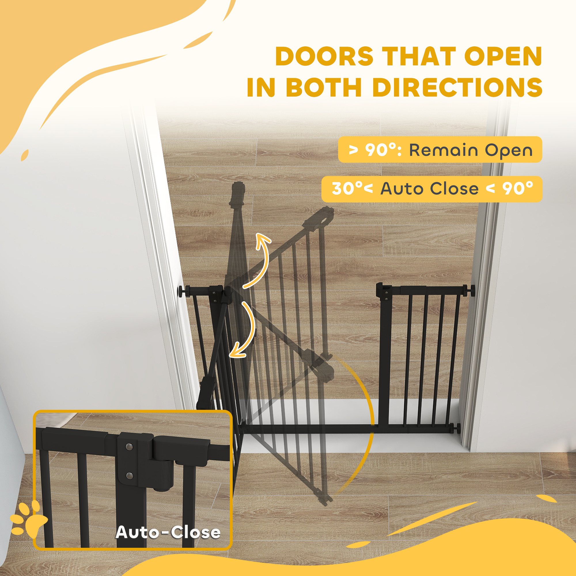PawHut Adjustable Safety Gate w/ One Extensions, Four Adjustable Screws, Black 5