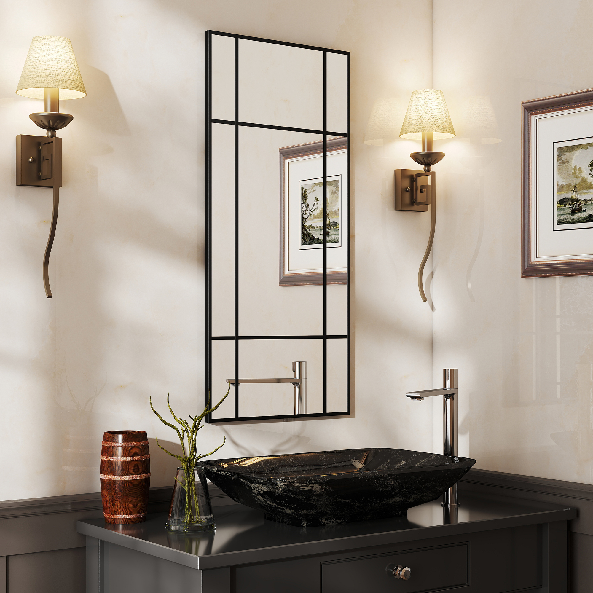 HOMCOM Wandspiegel im Fensterdesign, Spiegel für Wohnzimmer und Schlafzimme günstig online kaufen
