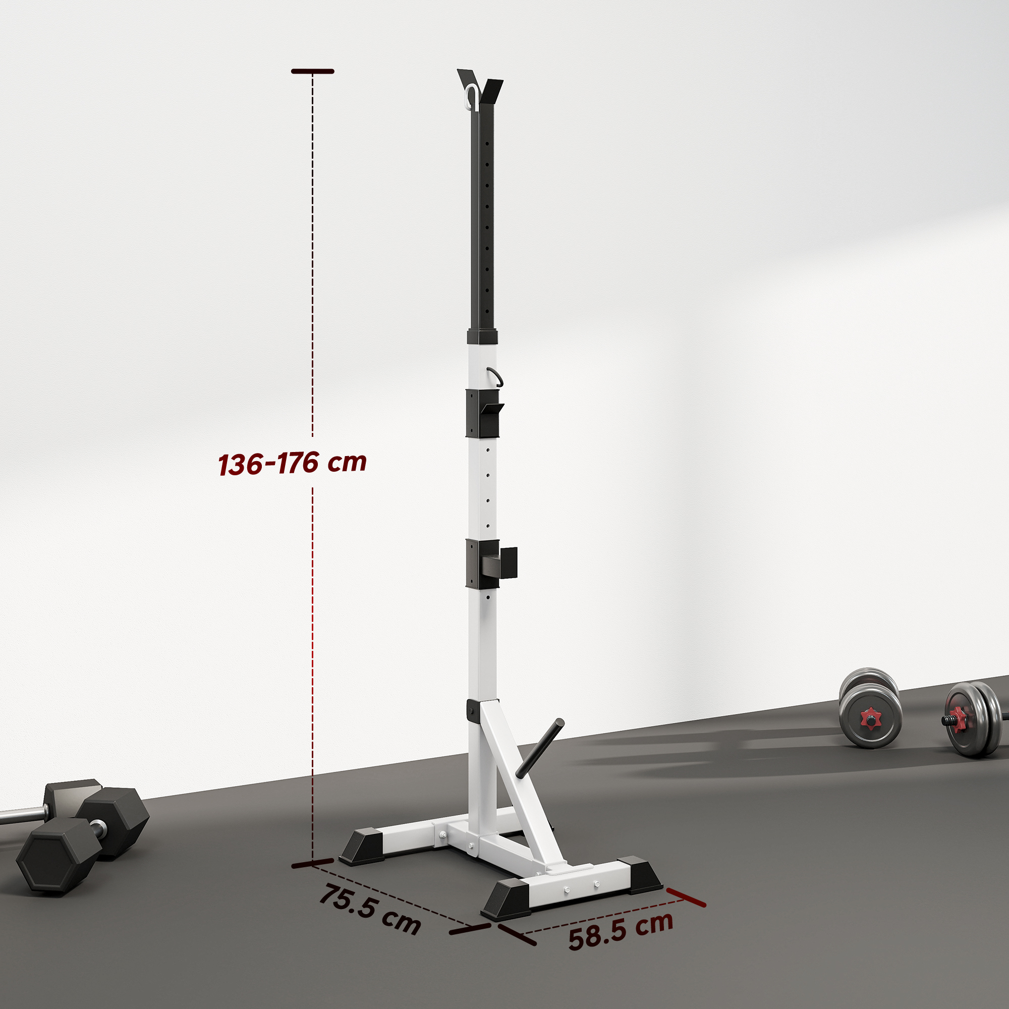 HOMCOM Weights Bar Barbell Rack Squat Stand Adjustable Portable Weight Lifting Max Load 200kg, Suitable For Home Gym Training Work Out 3