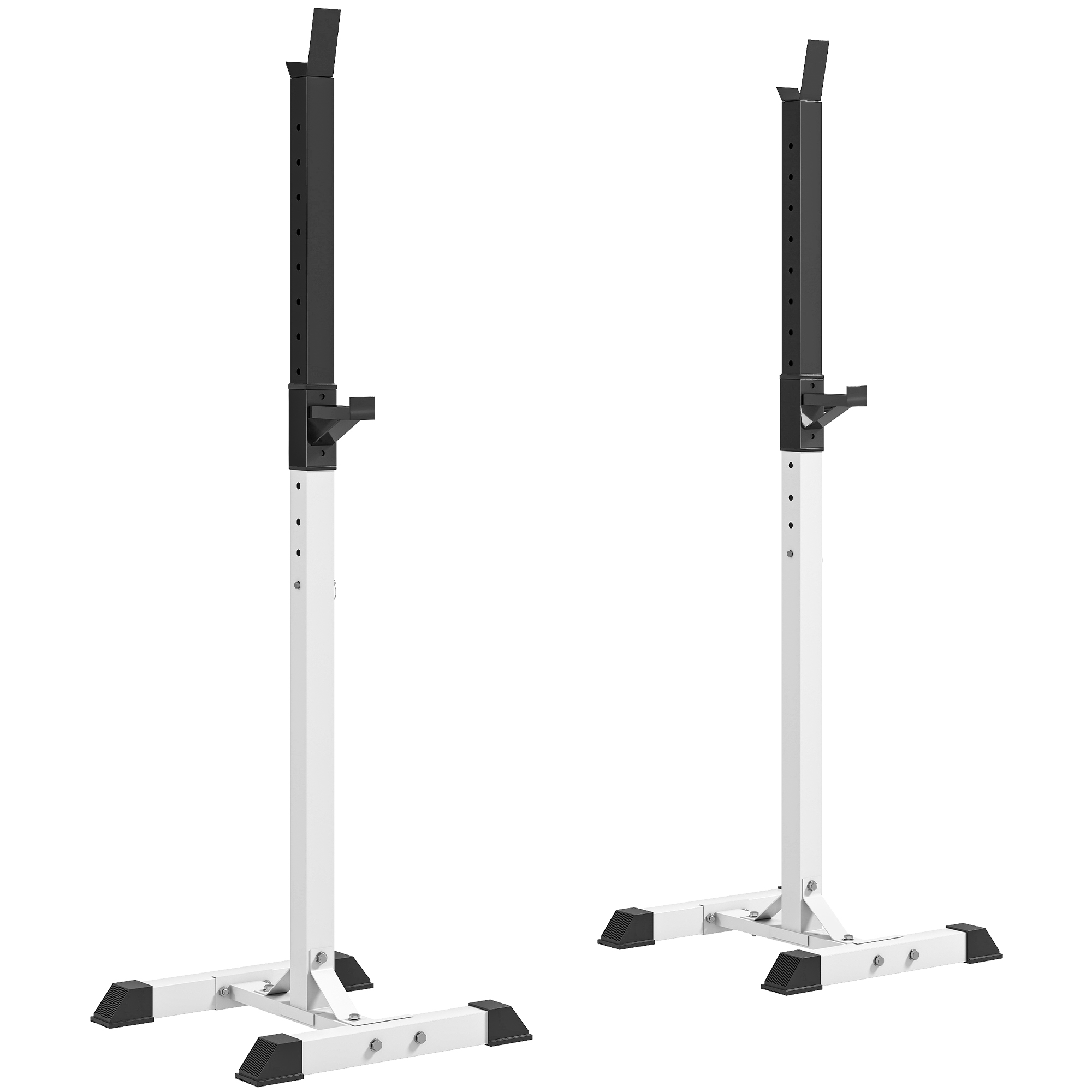 Image of HOMCOM Supporto Porta Bilanciere Universale per Casa e Palestra, Squat Rack Altezza Regolabile in Acciaio Carico Massimo 150kg, Bianco e Nero006