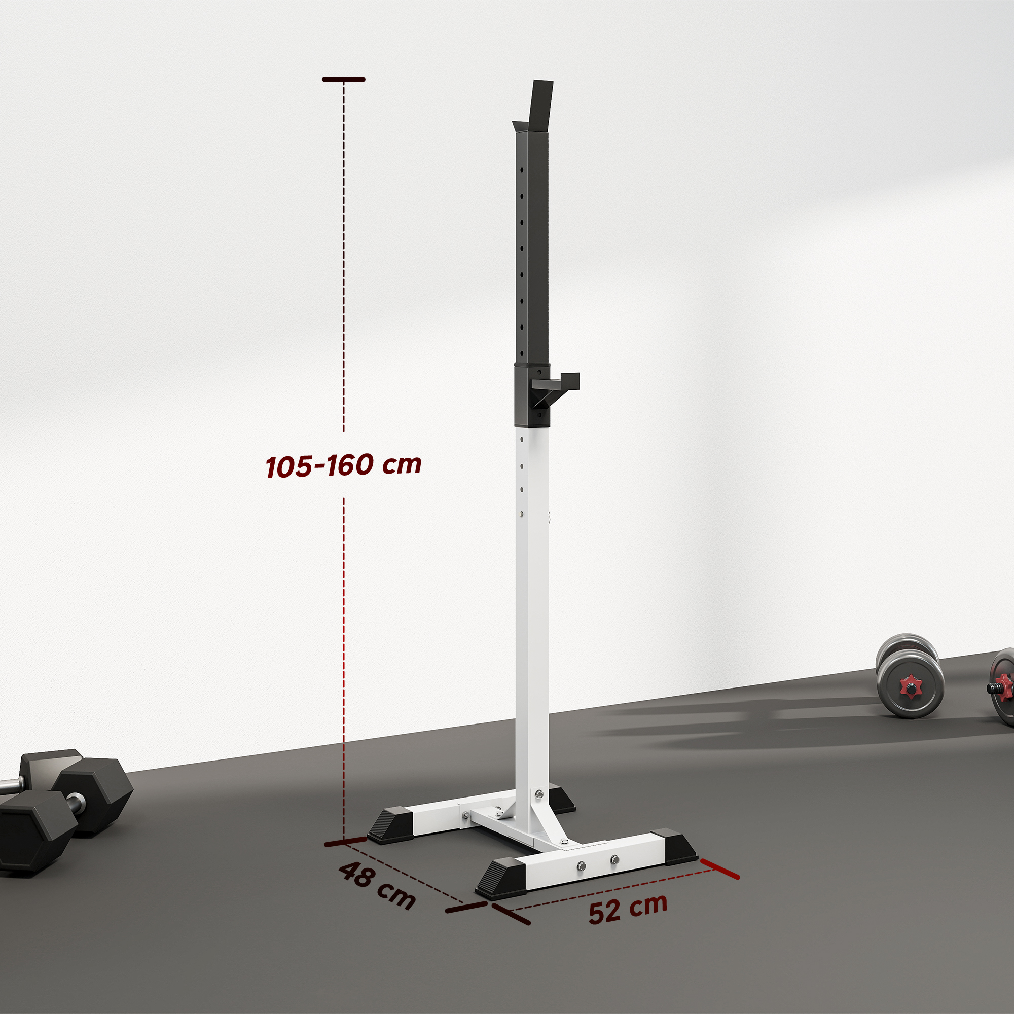 HOMCOM Heavy Duty Weight Bar Barbell Squat Stand Barbell Rack Spotter, for Home, Gym Black 3