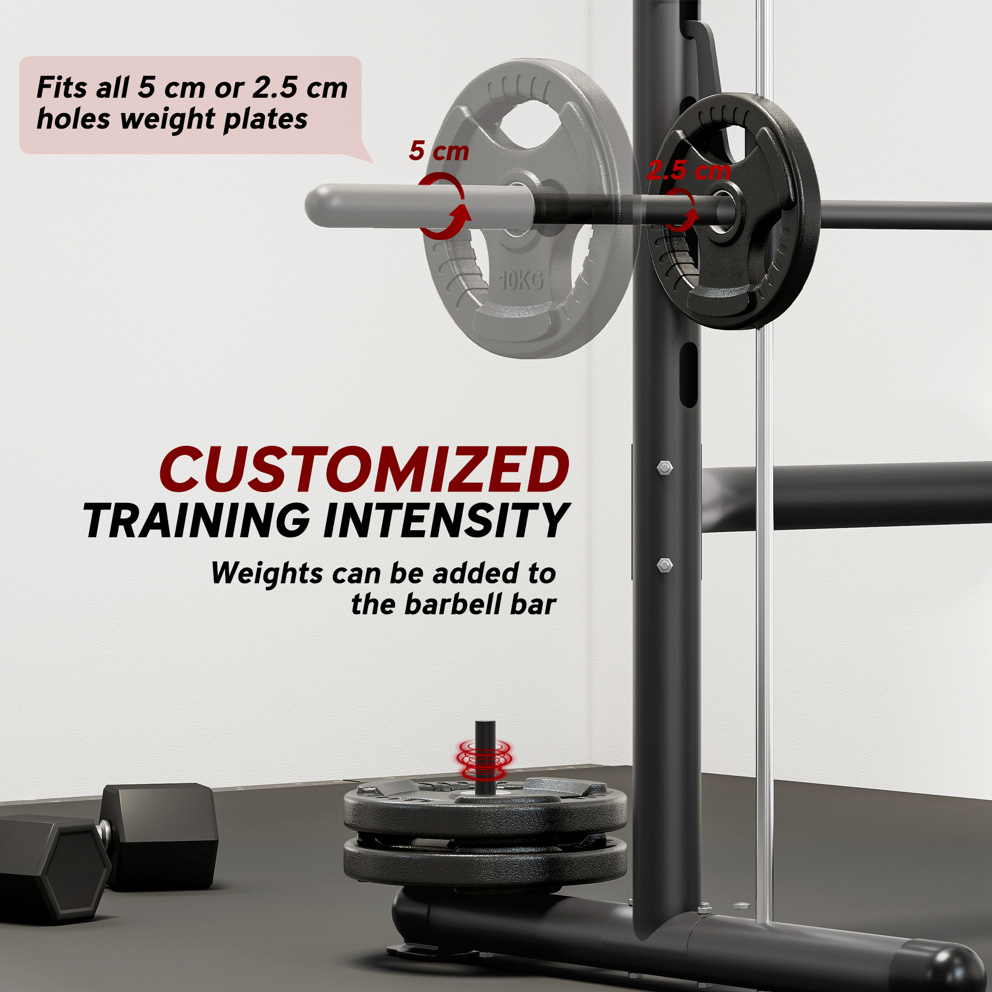 HOMCOM Adjustable Squat Rack, with Pull Up Bar, Barbell Bar for Home Gym 6