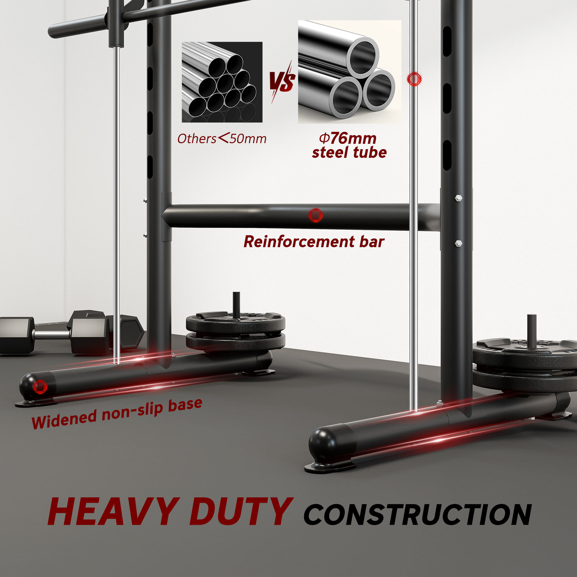 HOMCOM Adjustable Squat Rack, with Pull Up Bar, Barbell Bar for Home Gym 7