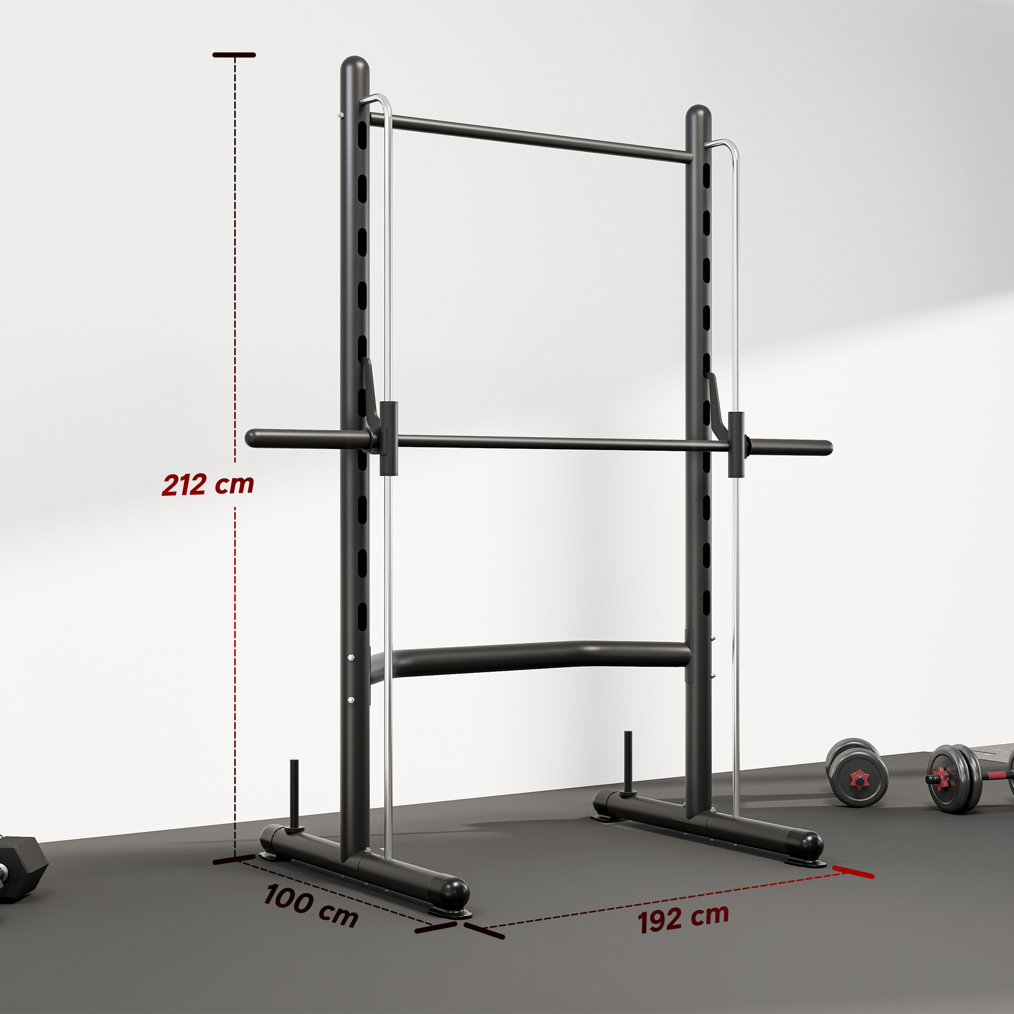 HOMCOM Adjustable Squat Rack, with Pull Up Bar, Barbell Bar for Home Gym 3