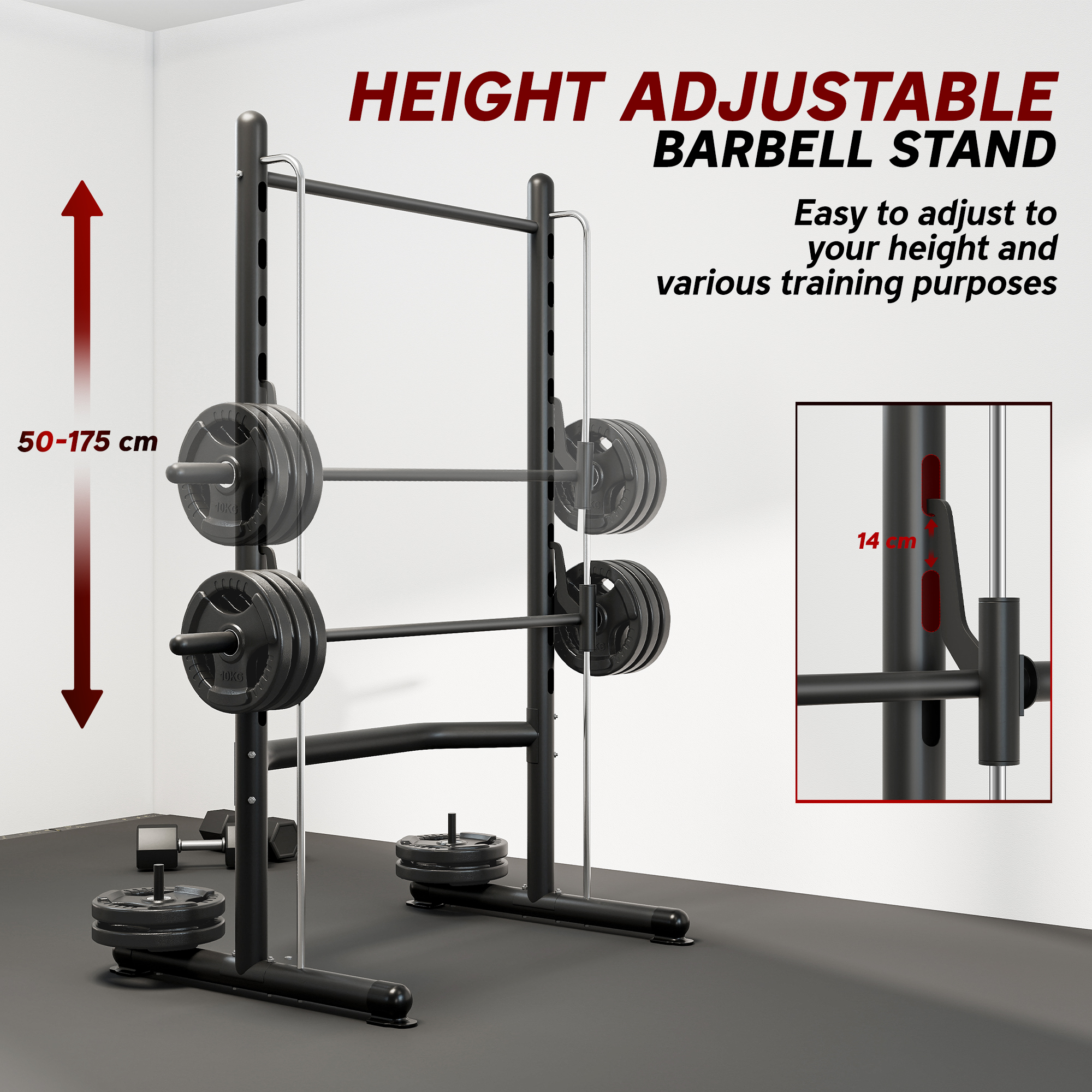 HOMCOM Adjustable Squat Rack, with Pull Up Bar, Barbell Bar for Home Gym 5