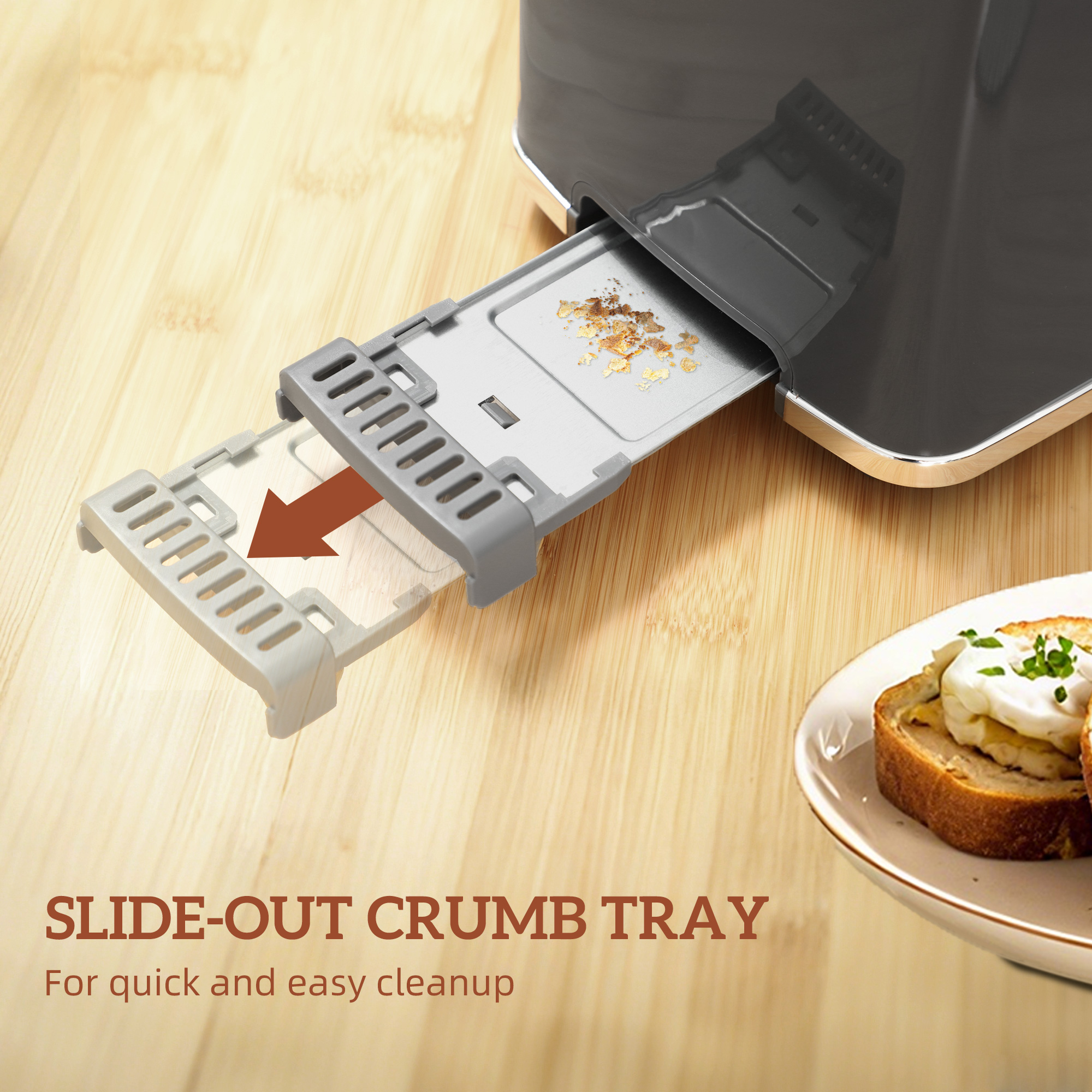 HOMCOM Touch Screen Kettle and Toaster Set Grey 8