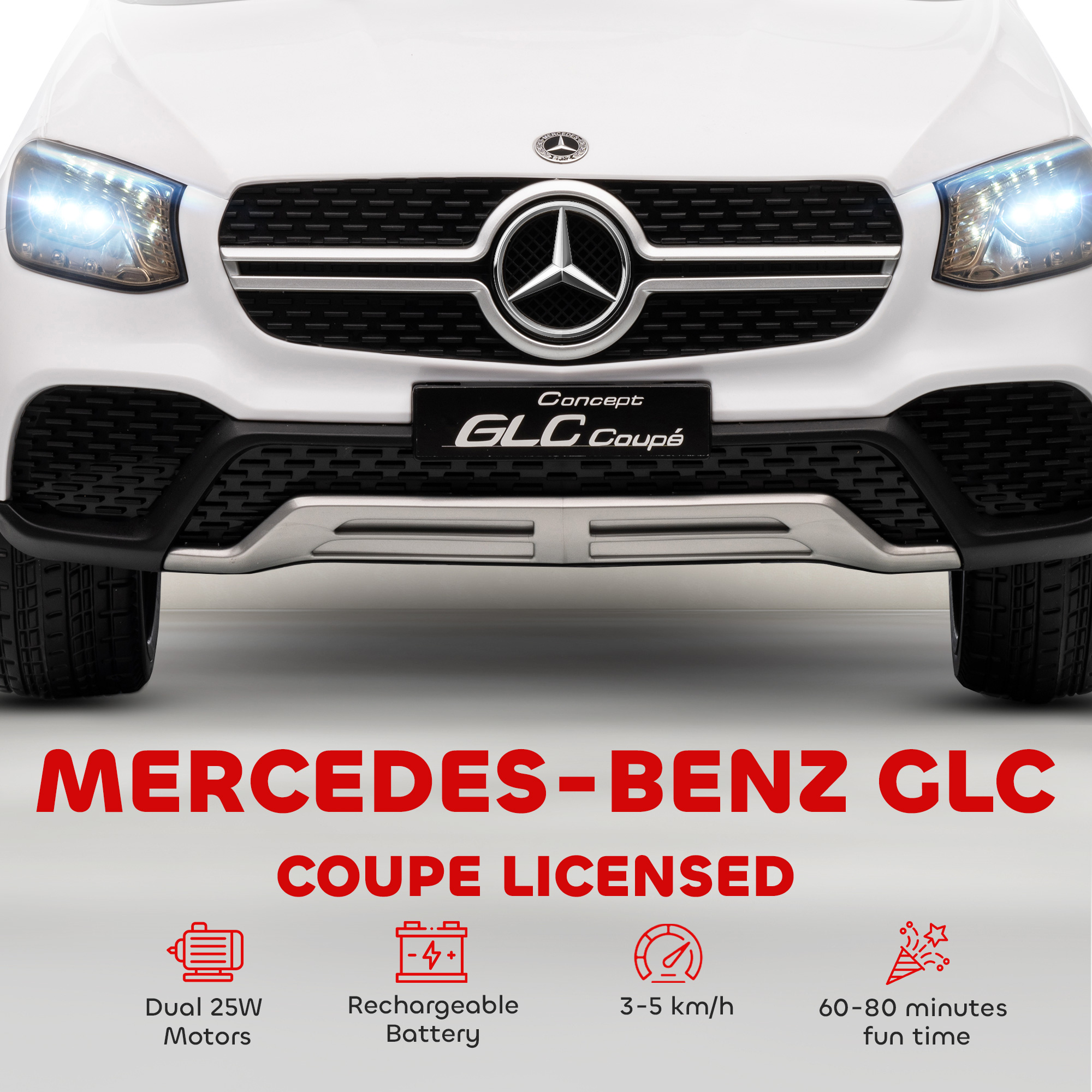 AIYAPLAY Mercedes-Benz GLC Licensed Kids Ride on Car with Remote Control, Soft Start, MP3, LED Headlights, White 4