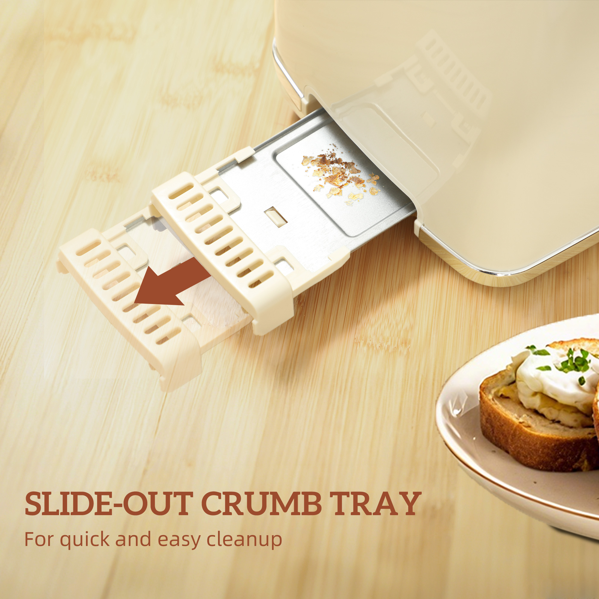 HOMCOM Touch Screen Kettle and Toaster Set Cream 8