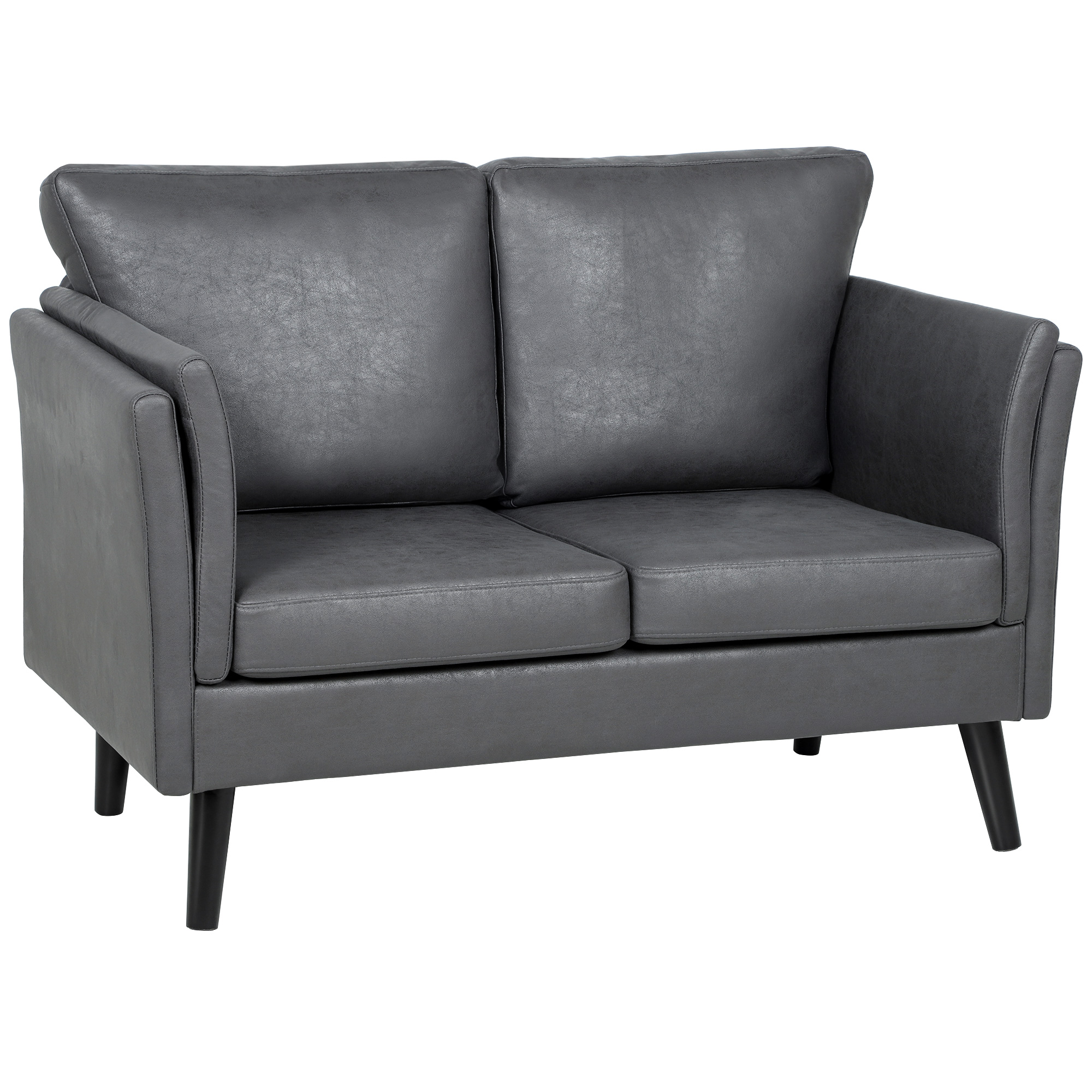 HOMCOM Two-Seater Leathaire Sofa Grey