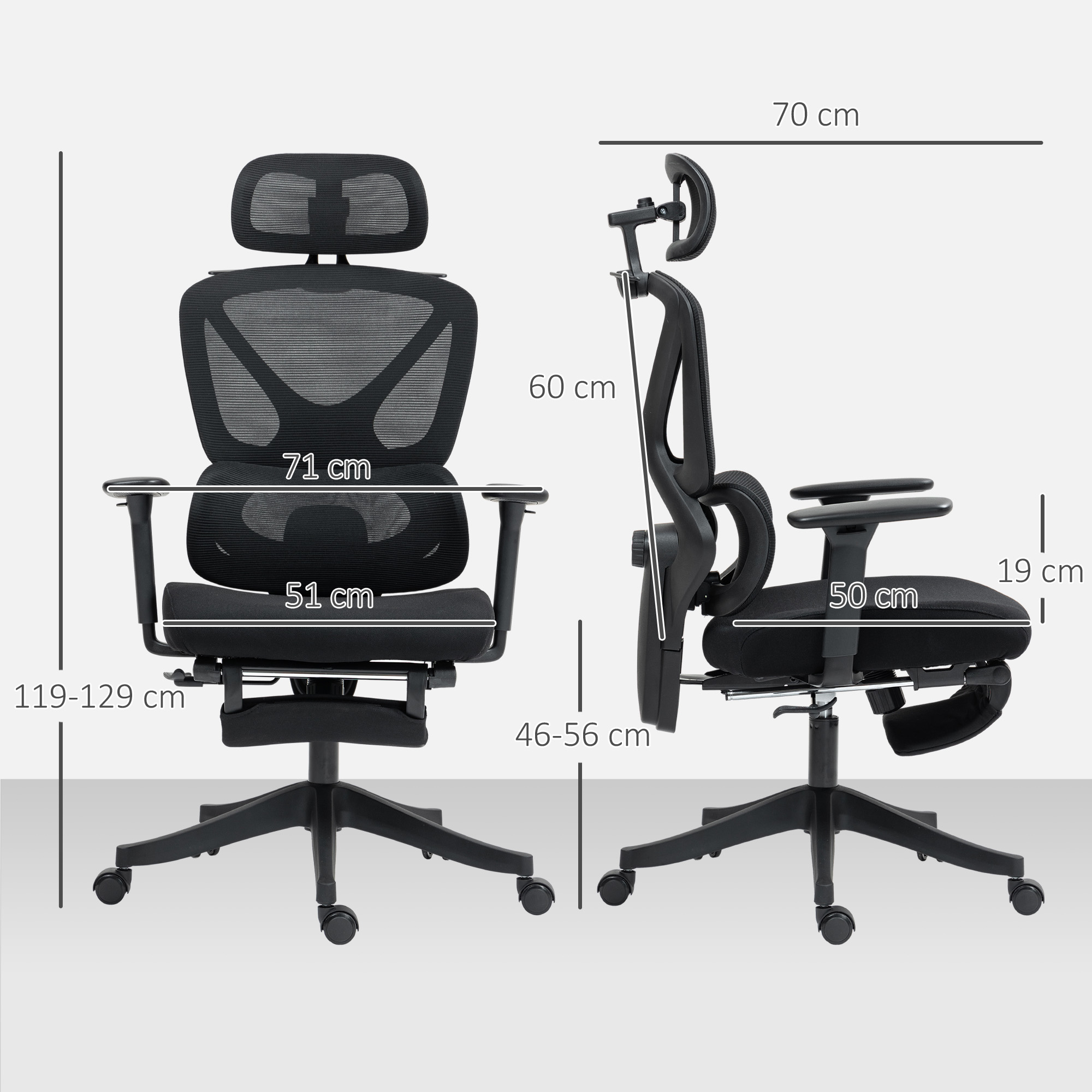 HOMCOM Ergonomic and Adjustable Office Chair Black 3