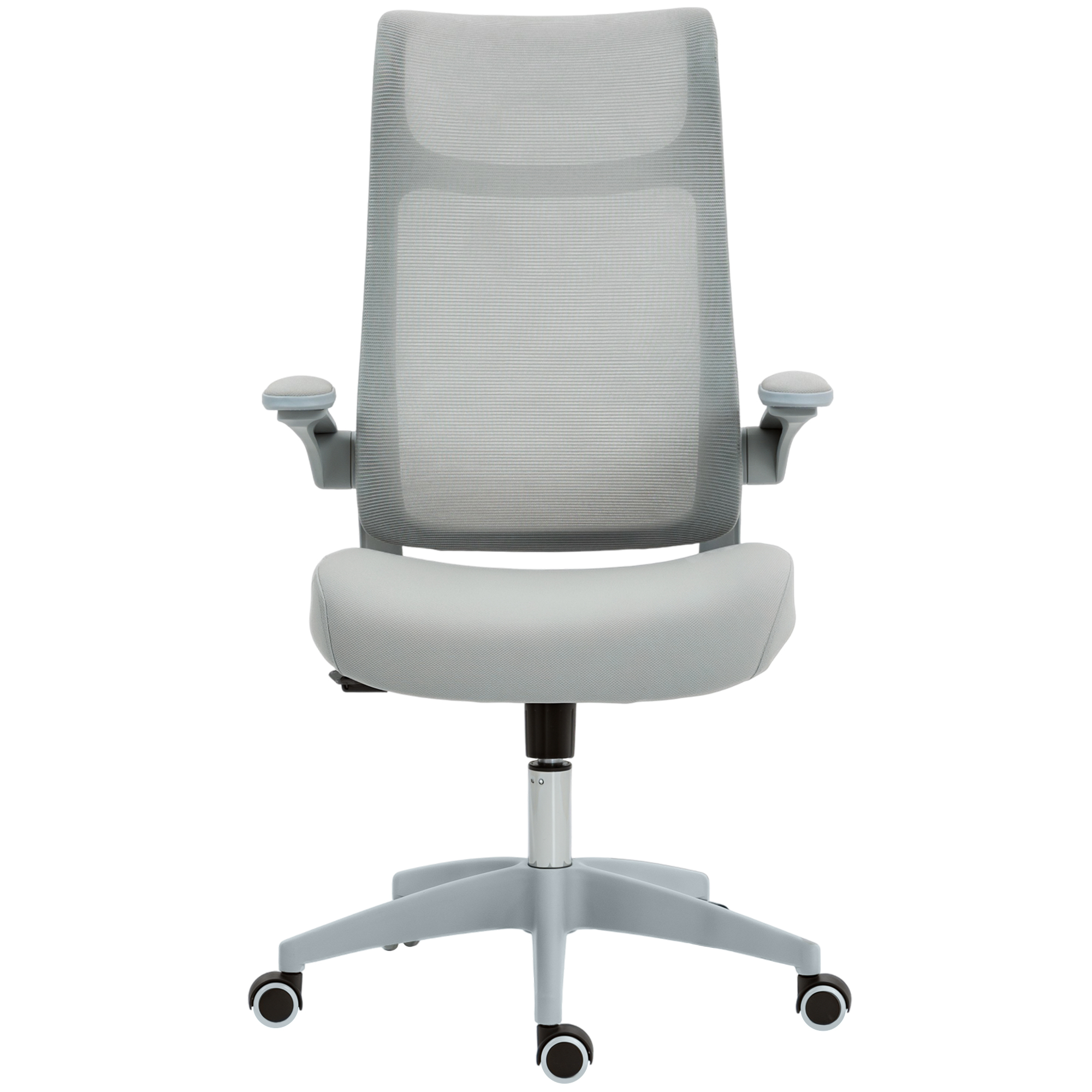Chaise de Bureau Ergonomique avec Accoudoirs Réglables, Dossier en Maille et Appui-tête, Gris