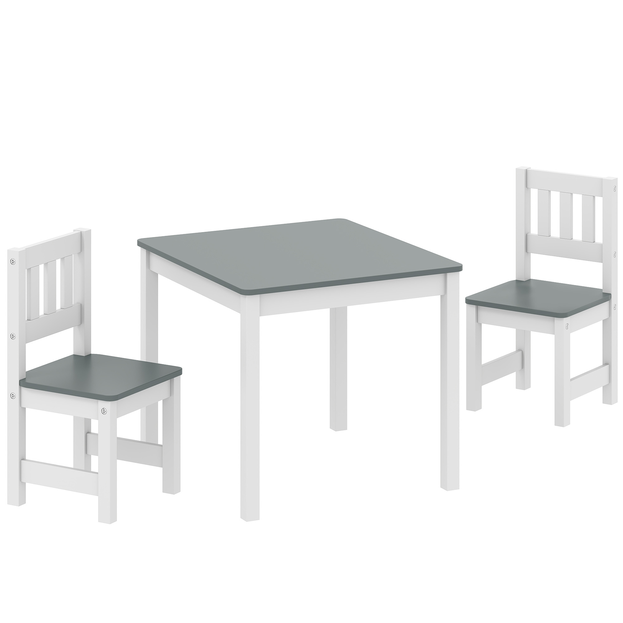AIYAPLAY Mesa infantil con 2 sillas, conjunto infantil de 3 piezas, set de asientos para niños, muebles infantiles, 56 x 52 x 48 cm Gris   Aosom España