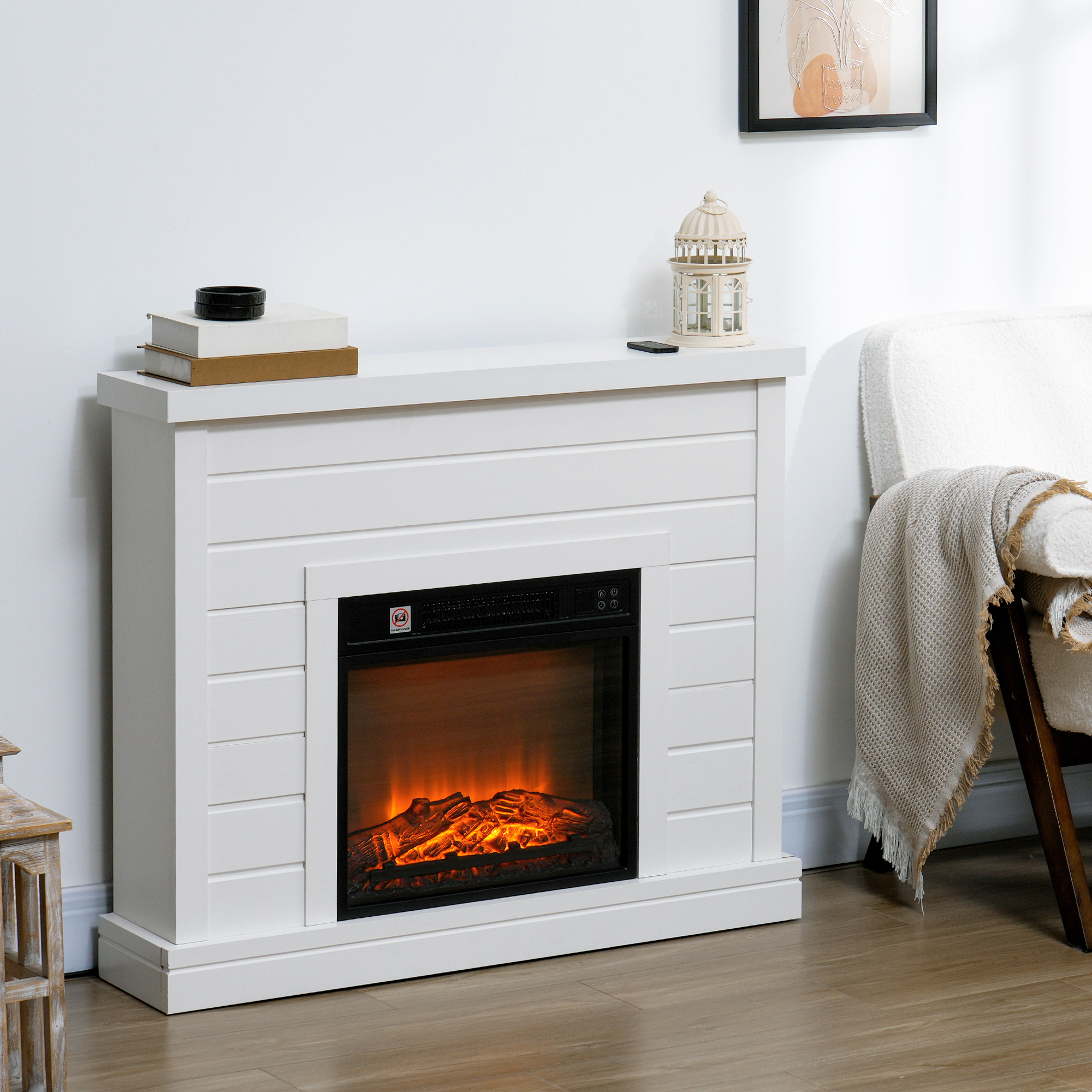 HOMCOM Elektrokamin mit Heizung, elektrischer Kamin mit Flammeneffekt, 1800 günstig online kaufen