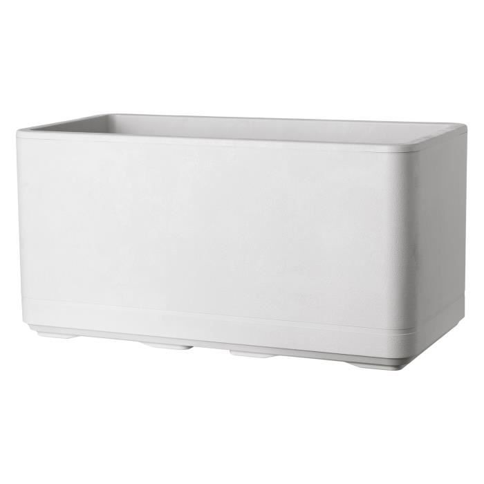 DEROMA Jardiniere Muret Cosmo - 78 x h39 cm - Perle - A réserve d'eau - Roulettes