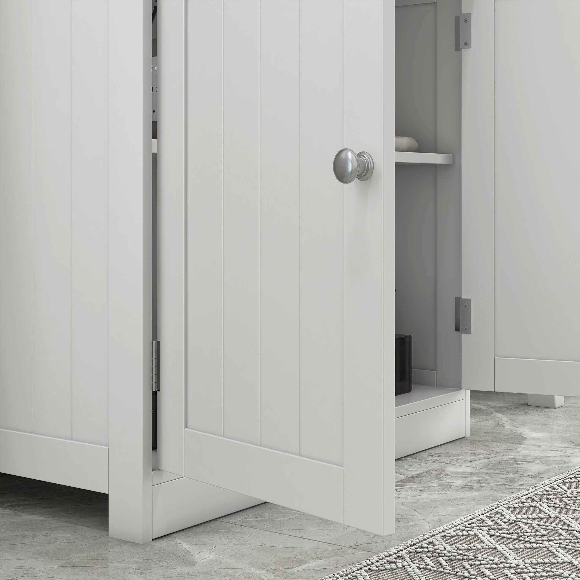 HOMCOM Under Sink Bathroom Storage Cabinet 2 Layers Vanity Unit Wooden White 8