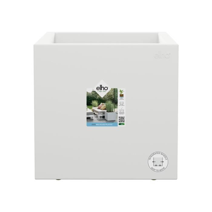 ELHO Bac a fleurs Vivo Next Square 30 - Ø 30 x H 29 cm - Intérieur,Extérieur - 100% recyclé - Blanc