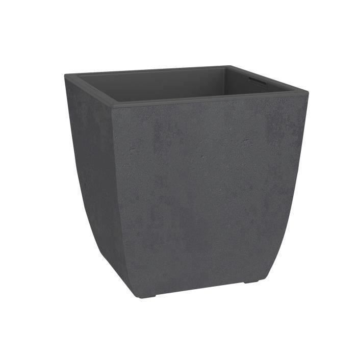 EDA Bac a fleurs Carré DIVA BASALT - 42 L - 43,5 x 43,5 x H.44,2 cm - Bac intérieur amovible - Gris anthracite
