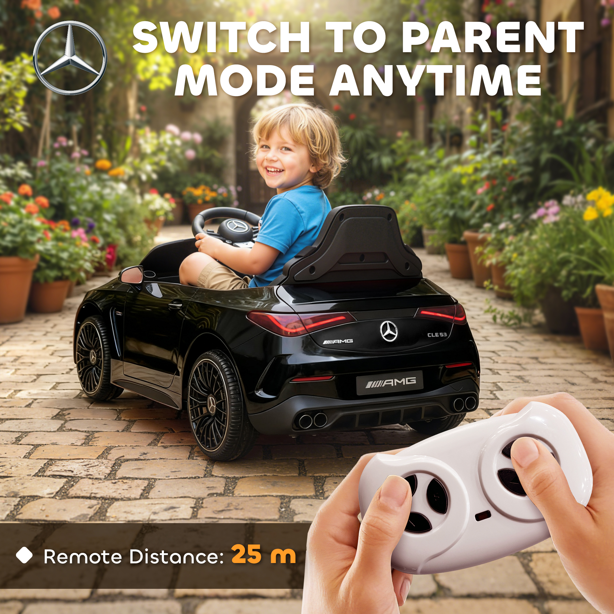 AIYAPLAY Licensed Mercedes AMG Kids Electric Car, 12V Ride On Car with Dual Motors, Remote Control for 3-6 Years, Black 5