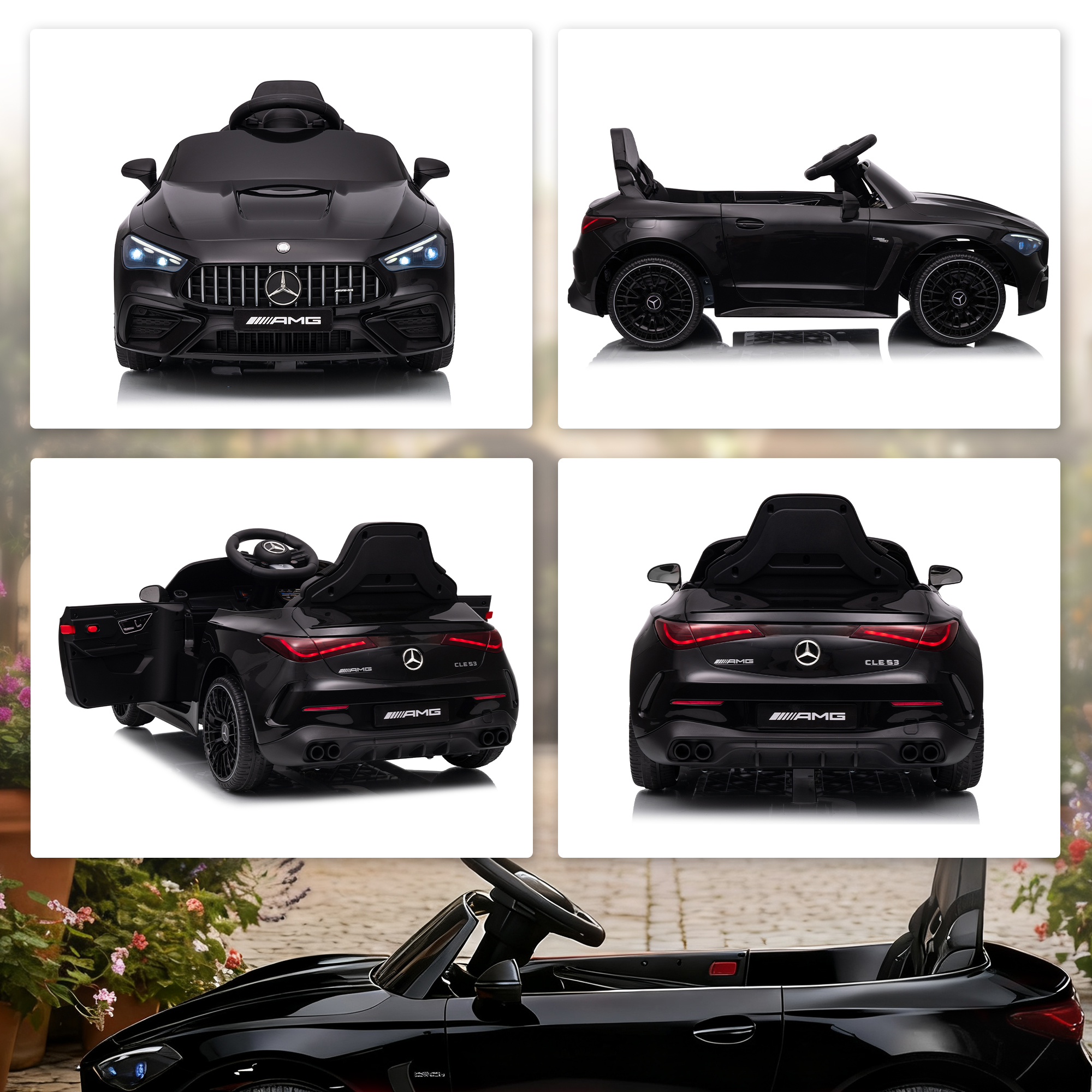 AIYAPLAY Licensed Mercedes AMG Kids Electric Car, 12V Ride On Car with Dual Motors, Remote Control for 3-6 Years, Black 9