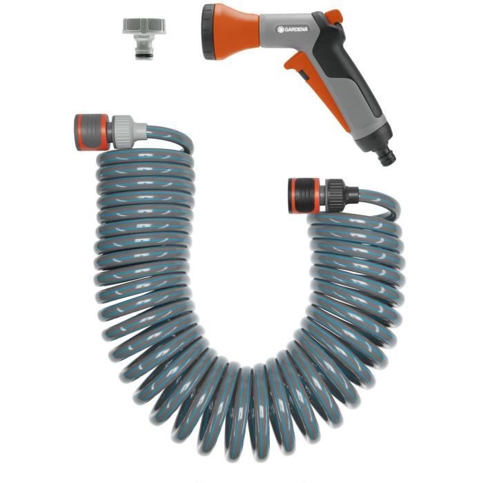 Gardena - Kit tuyau d'arrosage spiralé - 6,1 mm - Gris - Orange - Image 5