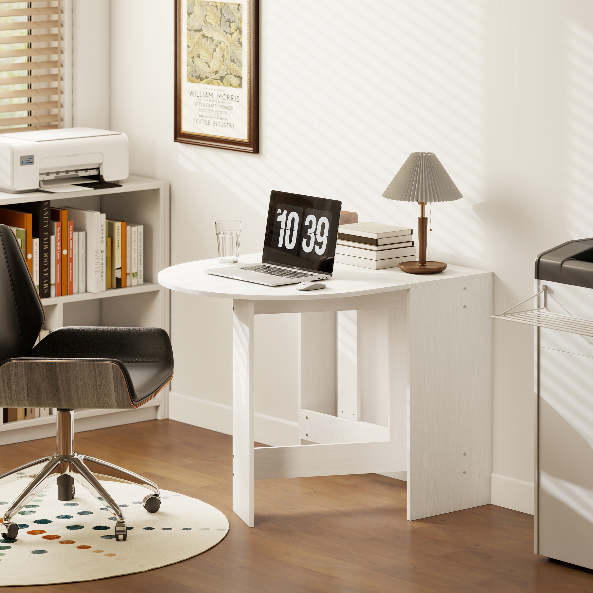 HOMCOM Folding Dining Table, Drop Leaf Table for Small Spaces, Oval Tabletop for Dining Room, Ash Wood-Effect 8