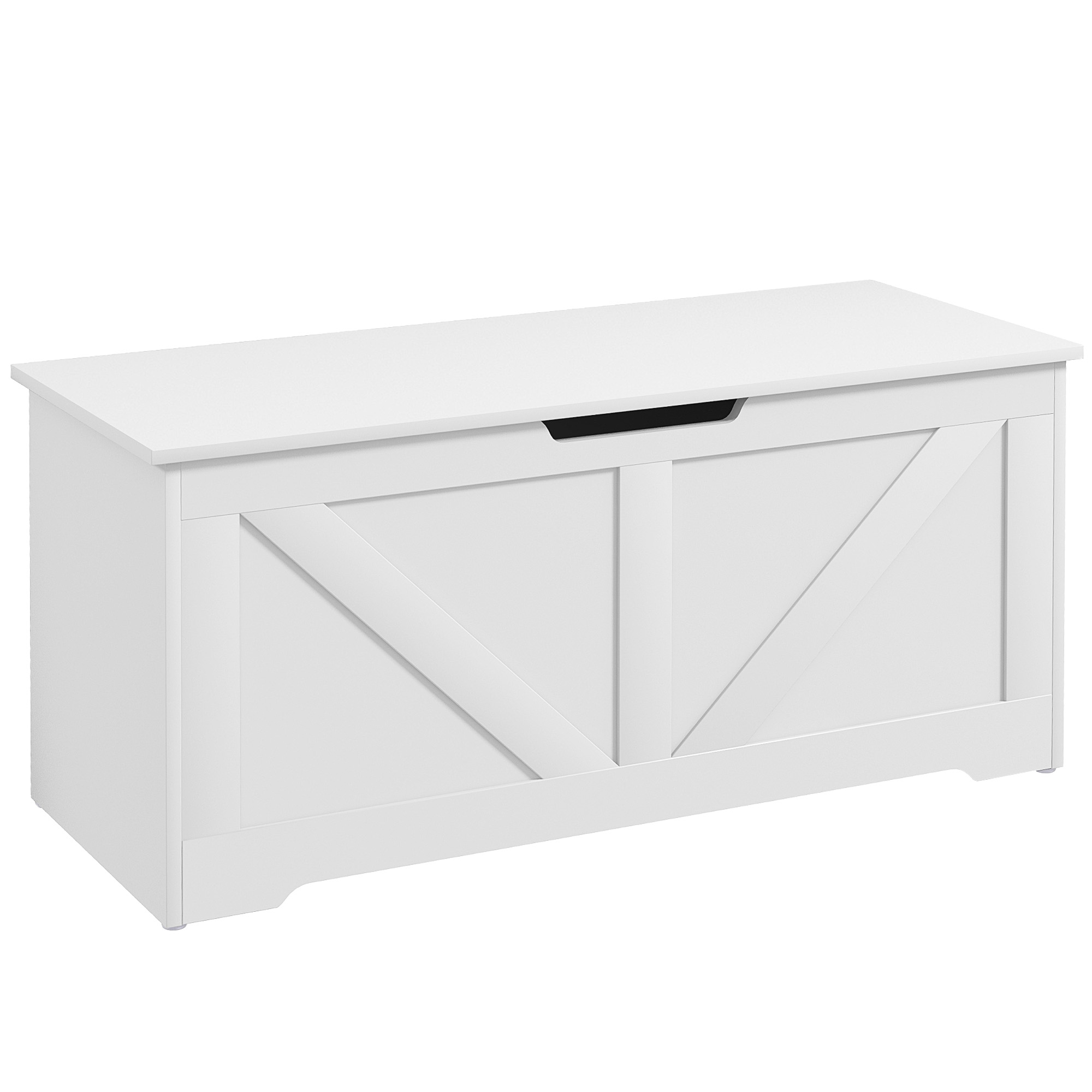 HOMCOM Ladă de Depozitare cu Balamale de Siguranță, Bancă Cutie de Depozitare, Ladă pentru Jucării, 100x40x45 cm, Alb | Aosom Romania