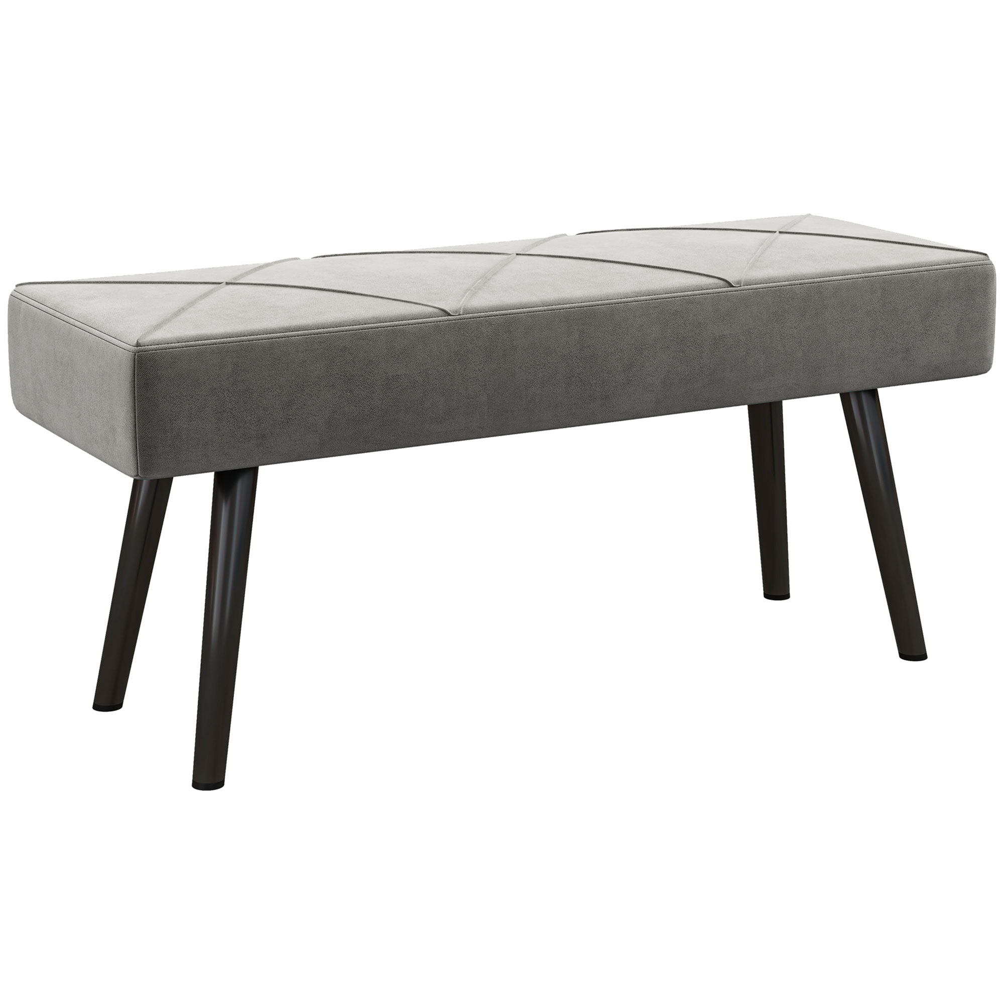 HOMCOM Banchetă de Pat, Bancă, Velvet Tapițat, cu Picioare de Oțel, pentru Dormitor, Living, Sufragerie, Hol, 100x36x45 cm, Gri | Aosom Romania