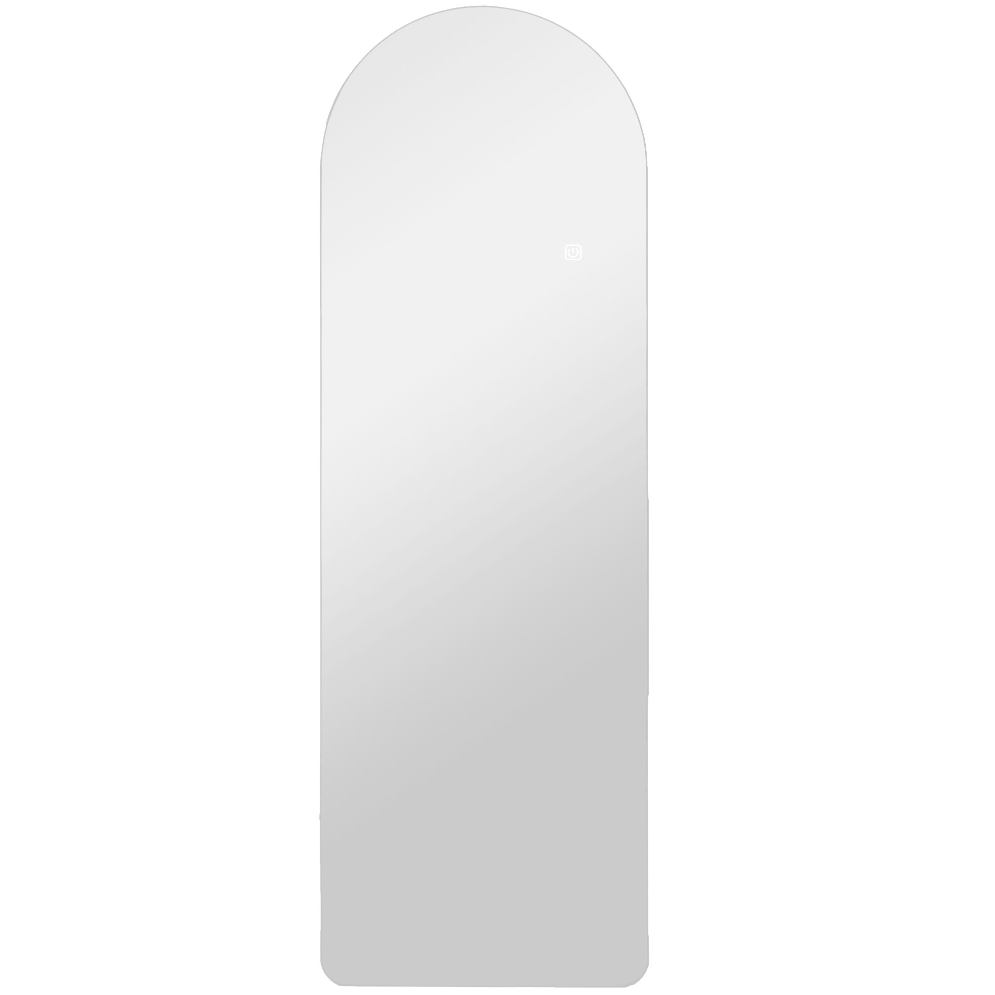 HOMCOM Oglindă de Perete în Formă de Arc cu Iluminare LED, Control Tactil și Sticlă Călită, 40x3x120 cm, Transparentă | Aosom Romania