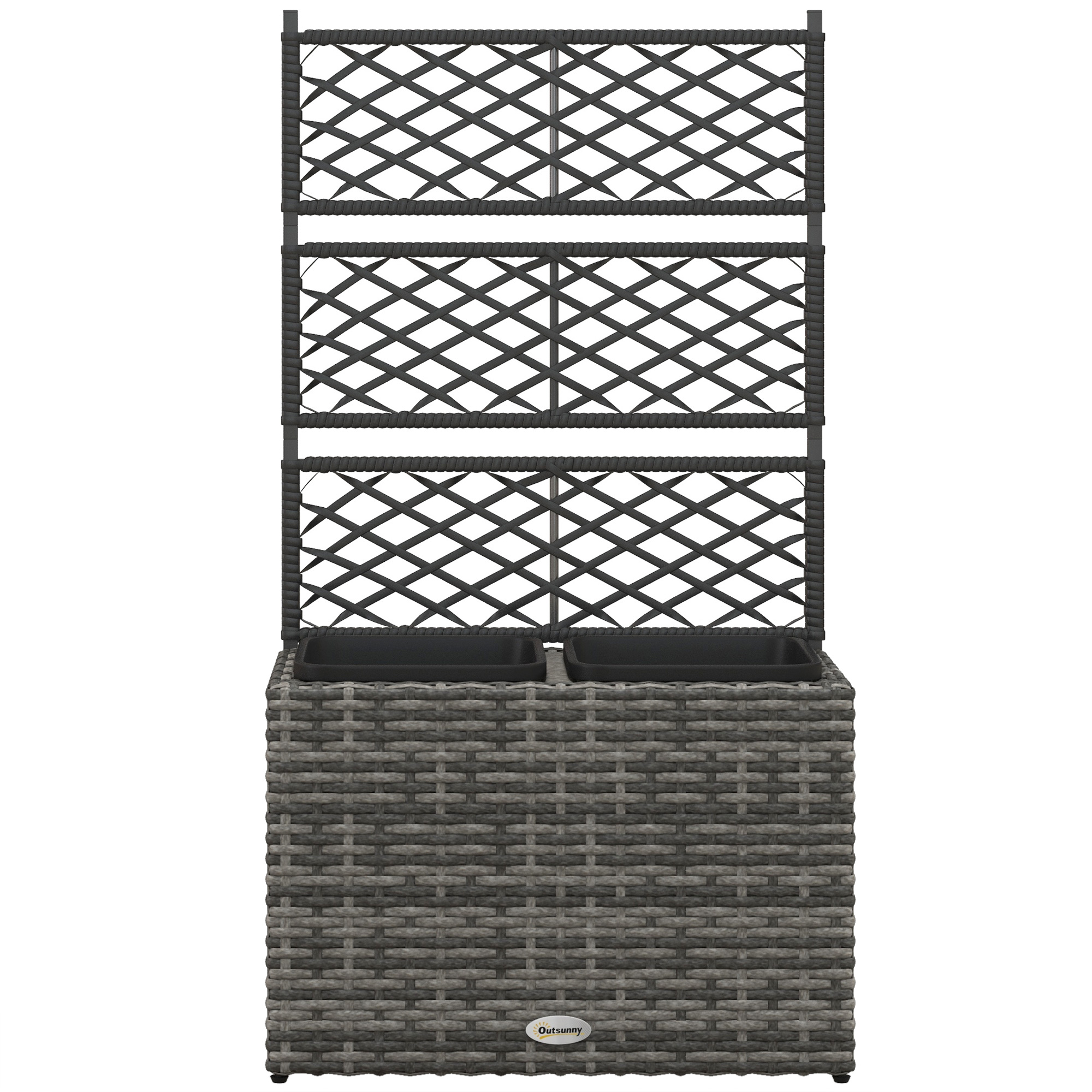 Outsunny Pat de Flori Autoportant cu Două Cutii pentru Plante, Ideal pentru Grădină, Design Modern, 57x30x107cm, Mixt Gri | Aosom Romania