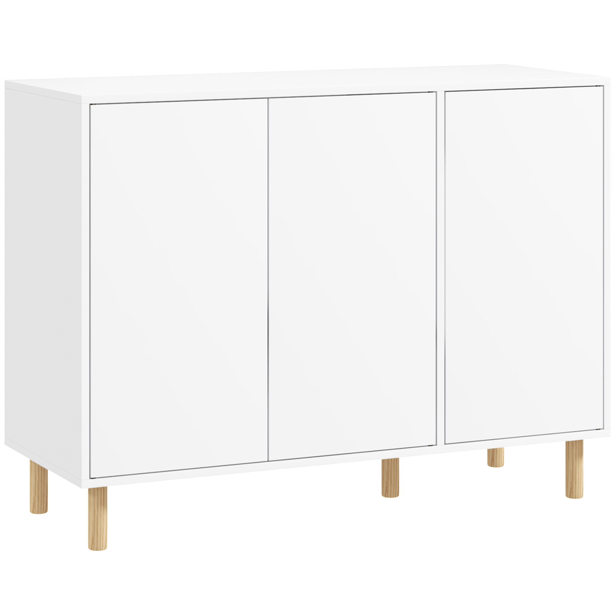 HOMCOM Bufet Modern cu 2 Dulapuri și 3 Rafturi, Mobilier Multifuncțional din Lemn, 107x40x80 cm, Alb | Aosom Romania