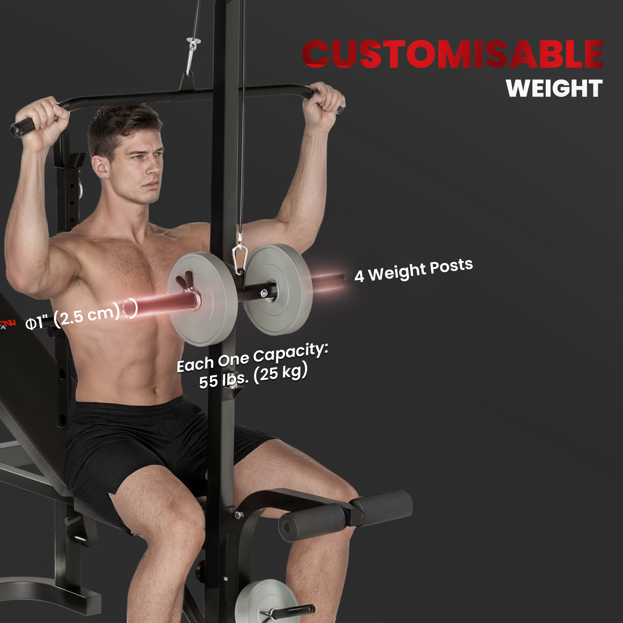 SPORTNOW Multi-Exercise Adjustable Weight Bench with Bench Press Rack 6