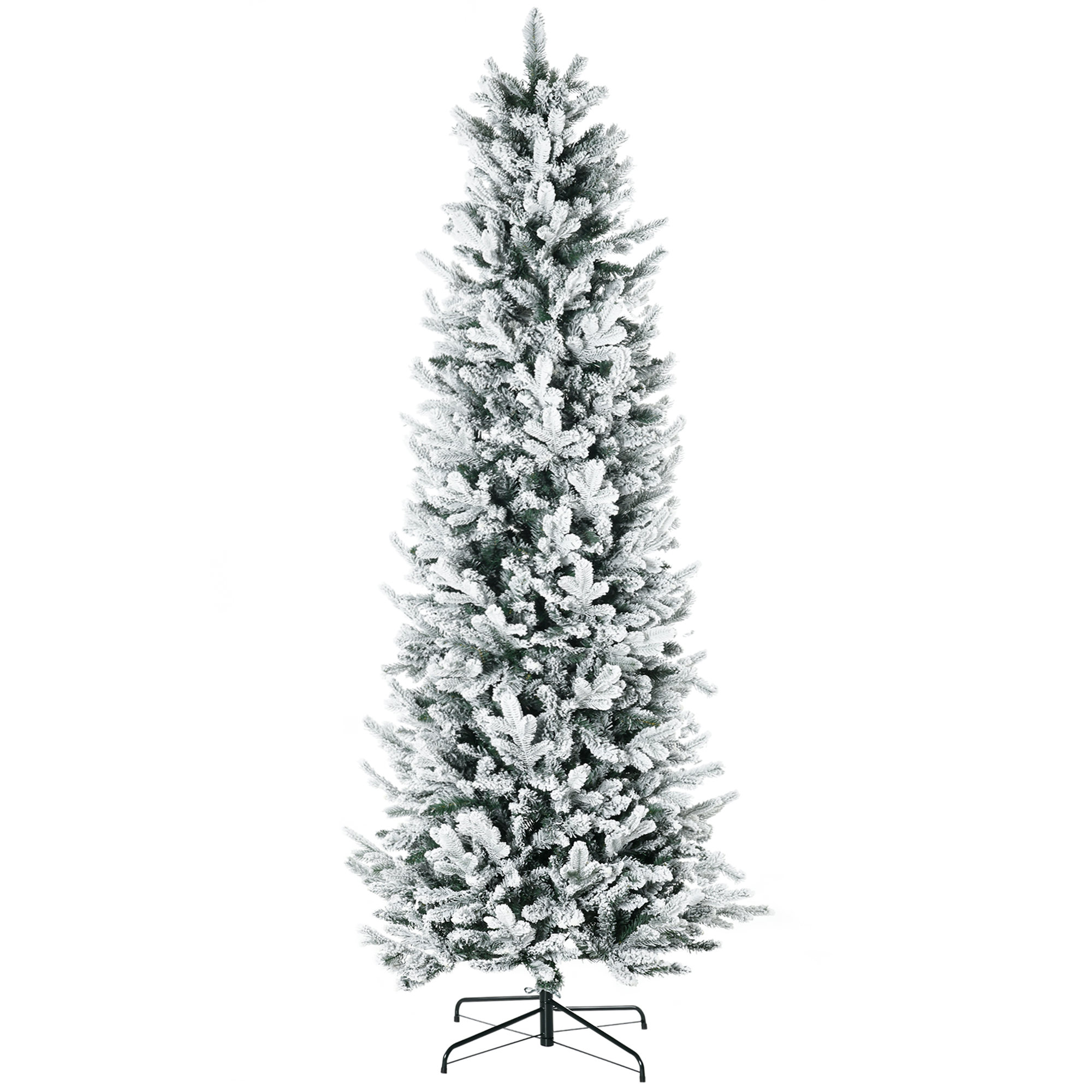 HOMCOM Pom de Craciun Artificial Inalt de 225cm,Decor de Sarbatori cu 988 Ramuri Inzapezite, Deschidere Automata, Baza de Otel, Verde