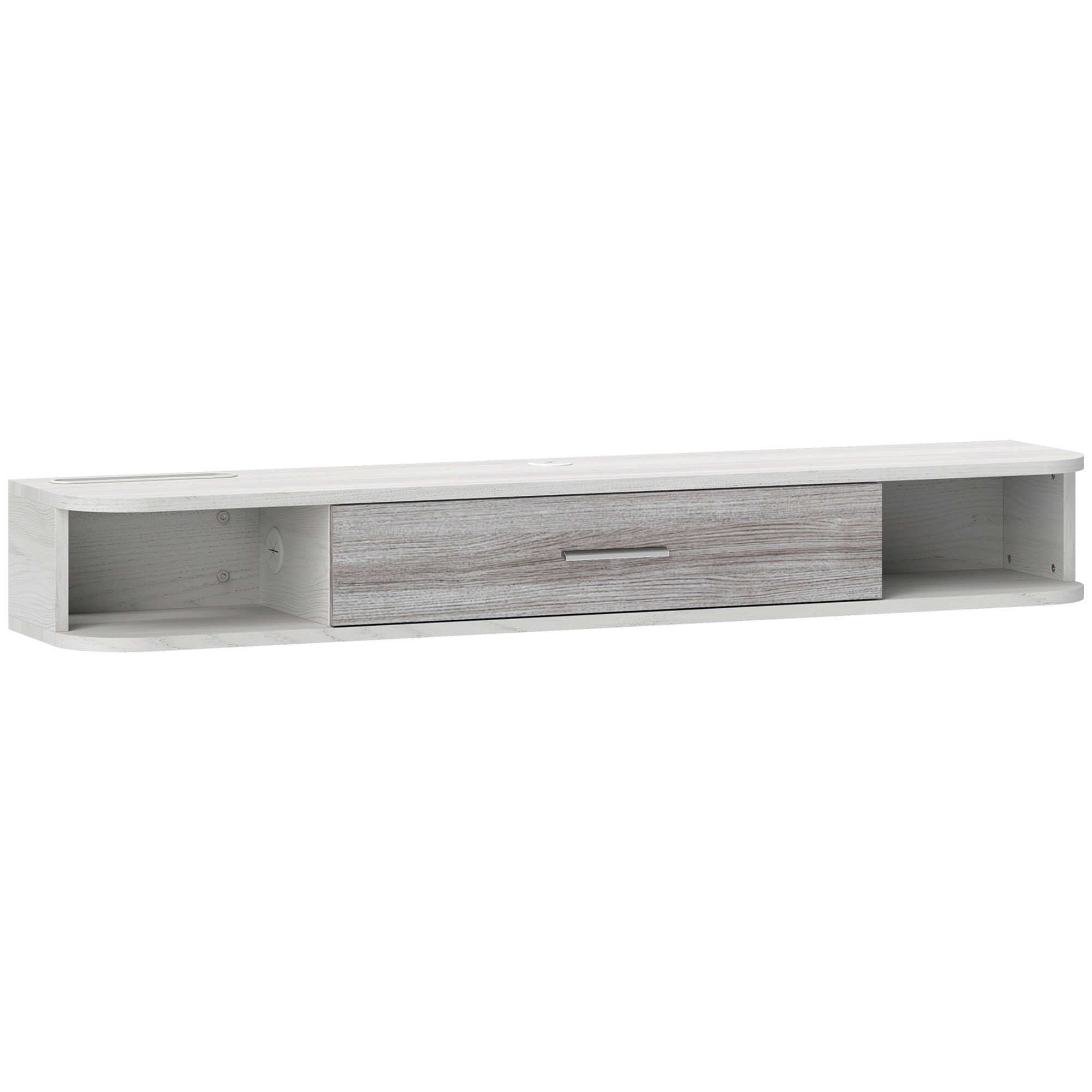 HOMCOM Mobilier TV Suspendat cu 2 Rafturi Deschise și un Dulăpior cu Ușă Rabatabilă, 120x26x16 cm, Gri | Aosom Romania