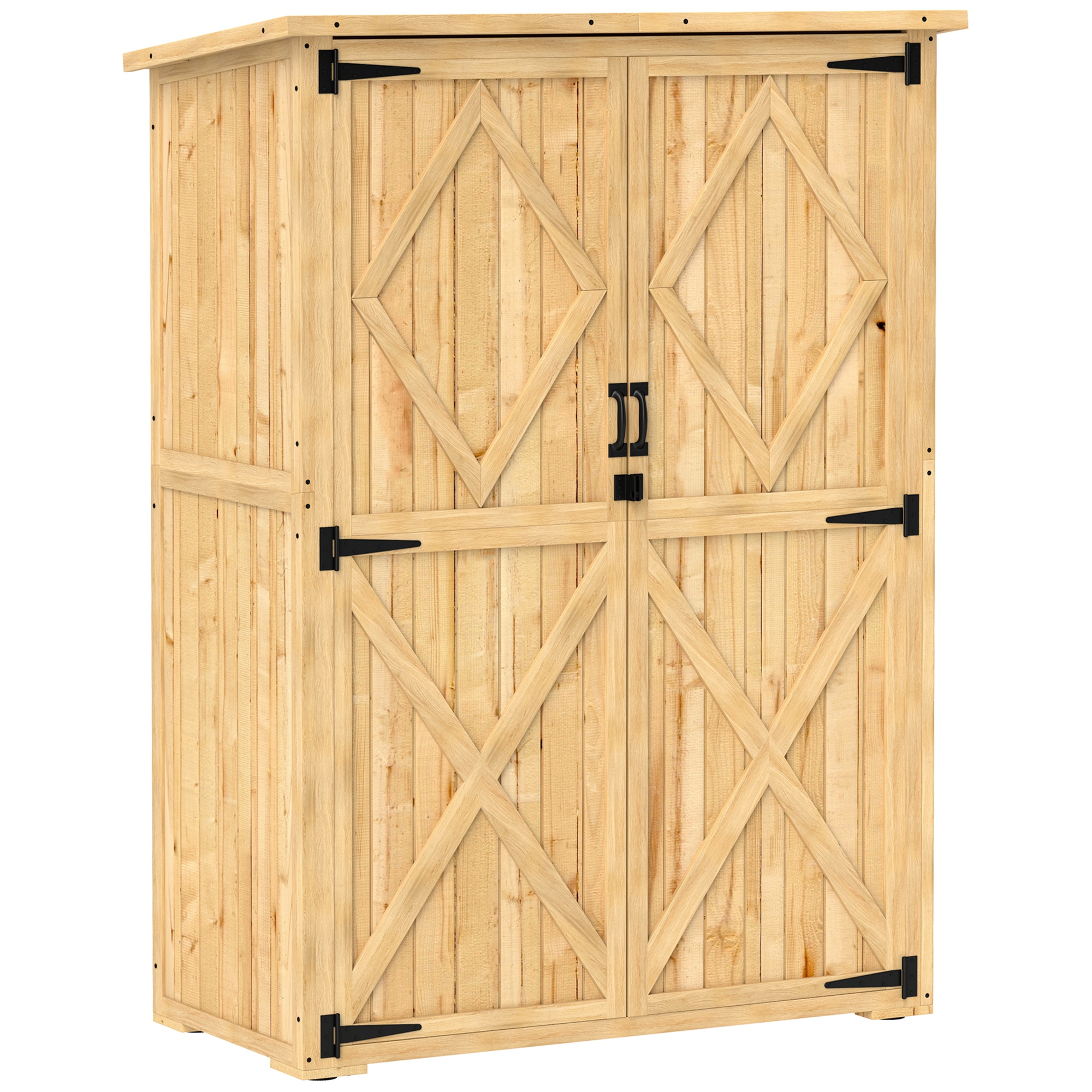 Outsunny Gartenschrank Holz, Geräteschuppen mit Abschließbar Doppeltür Asph günstig online kaufen